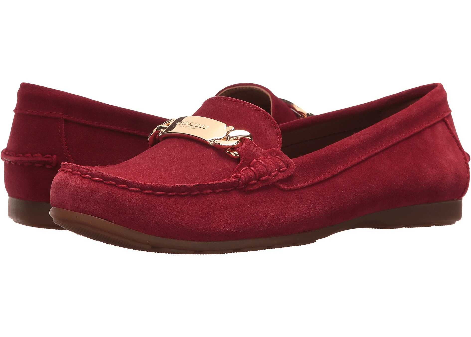 Mocasin COACH Olive Driver True Red Suede