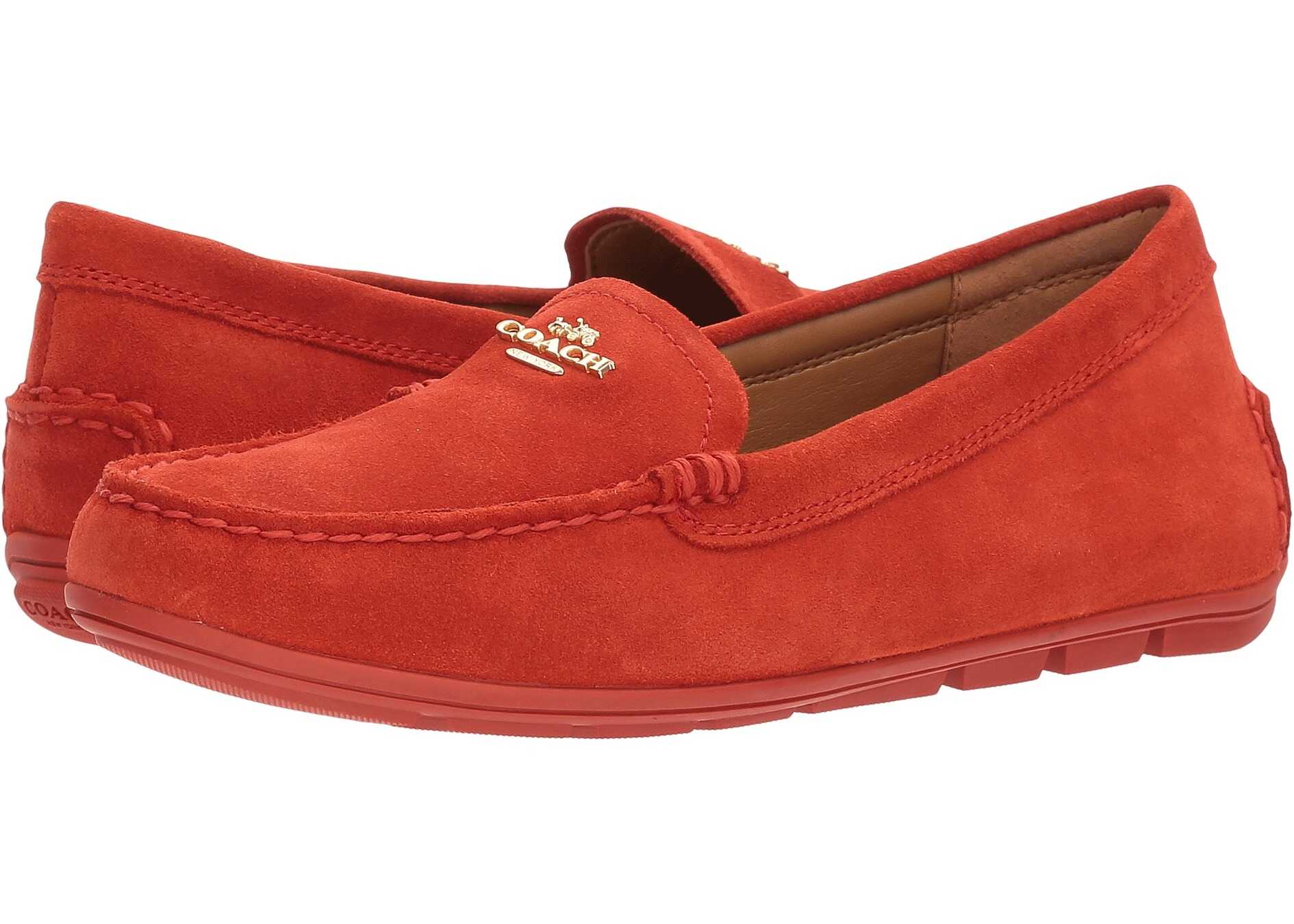 Mocasin COACH Mary Lock Up Driver Orange/Red Suede