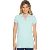 Tricouri Polo Stretch Pique Dot Print Polo Shirt Femei