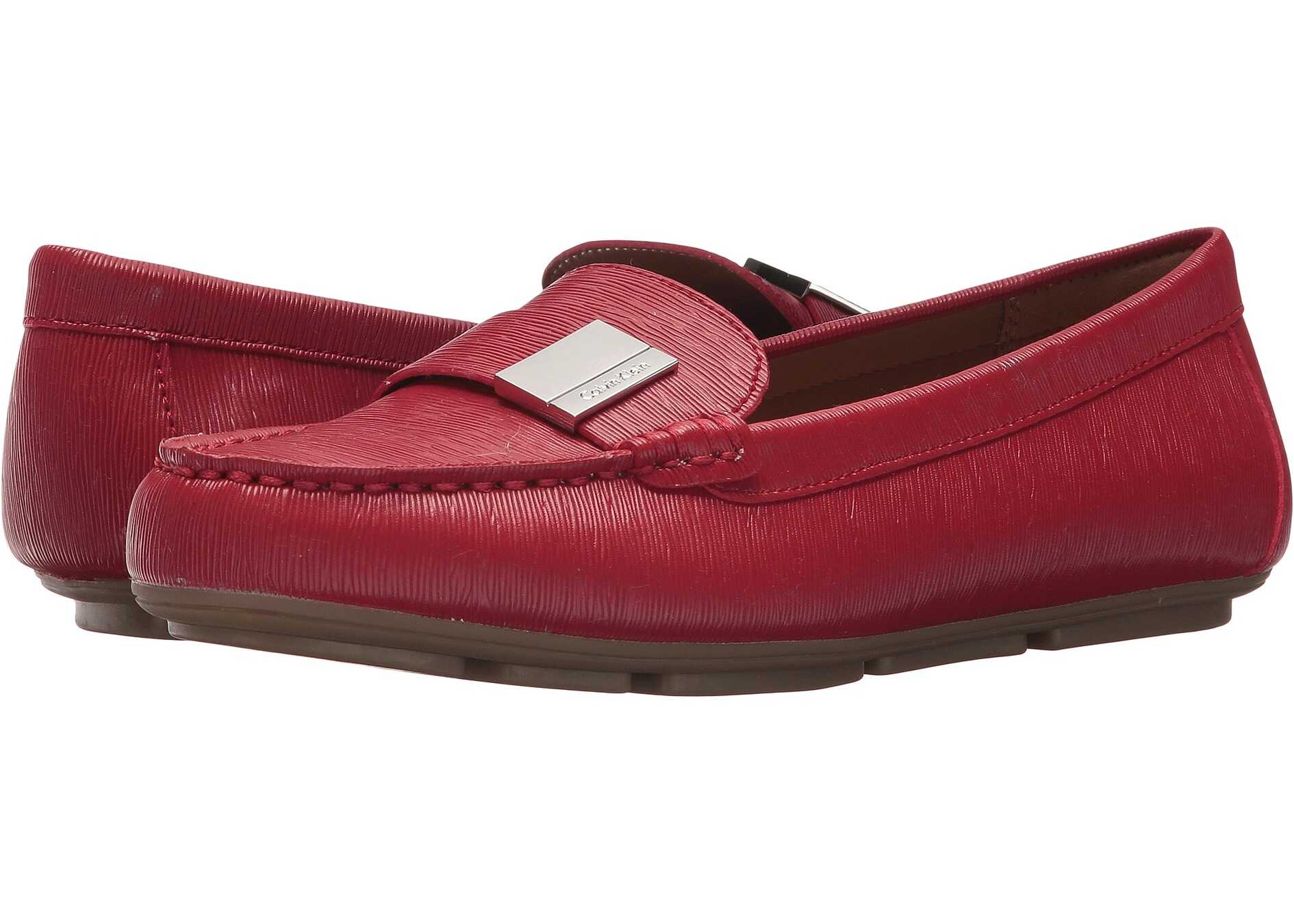 Mocasin Calvin Klein Lisa Crimson Red Birtch Saffiano Smooth