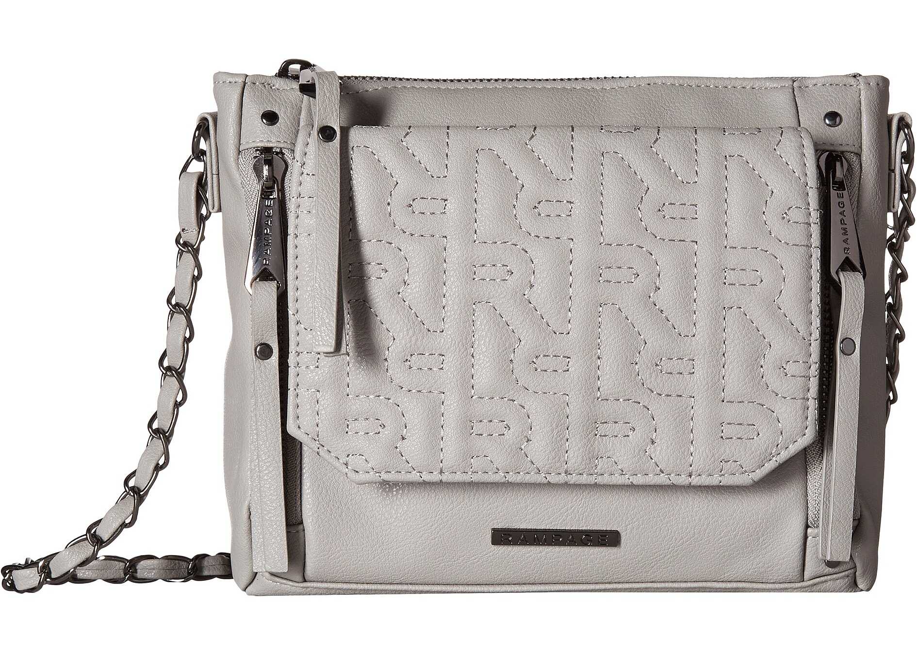 Geanta femei Rampage Quilted R Logo Crossbody Concrete