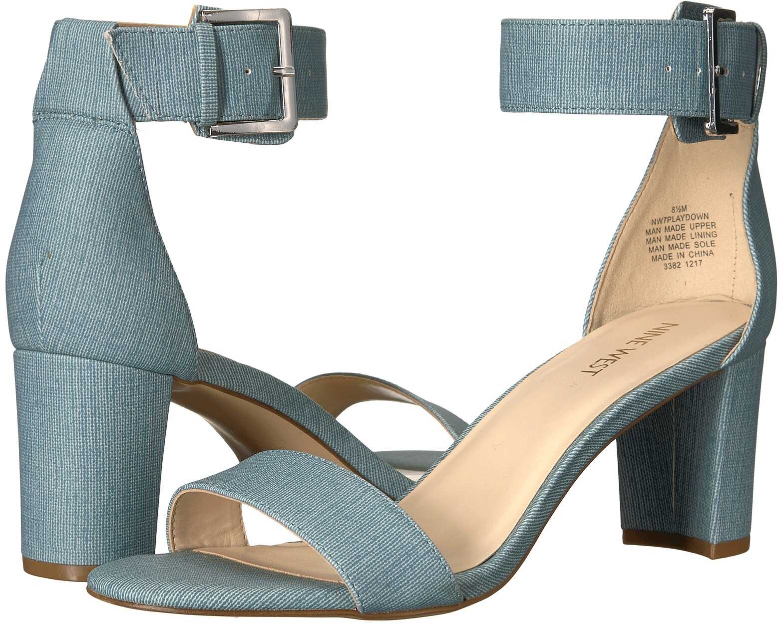 Sandala Nine West Playdown Light Blue Synthetic