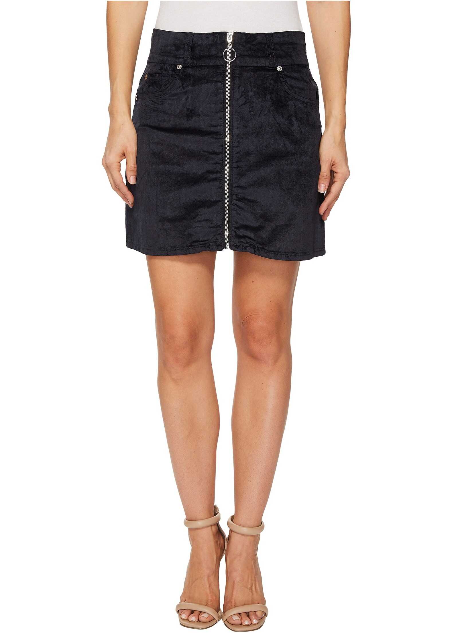 Fusta 7 For All Mankind Zip Front Mini Skirt in Navy Navy