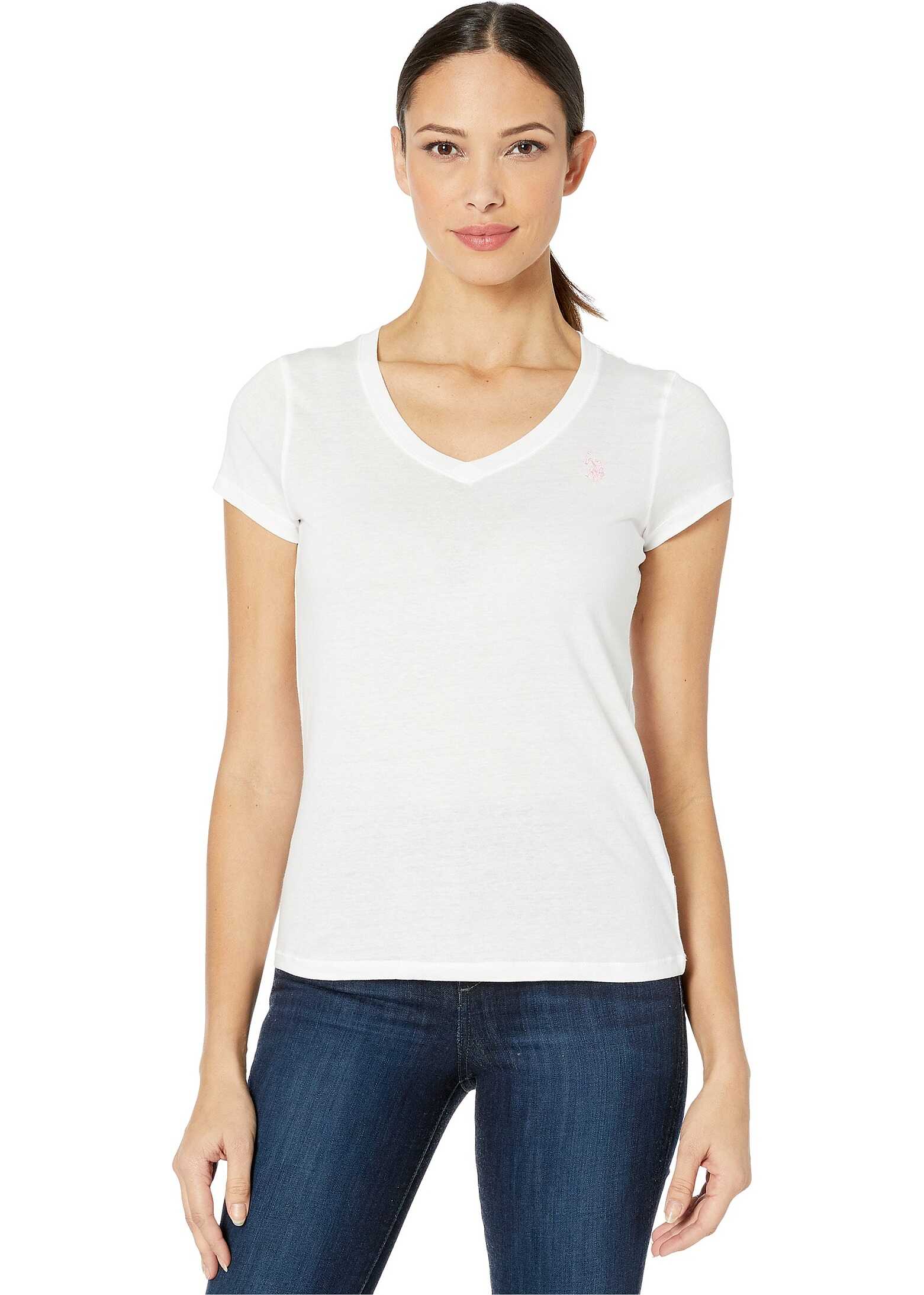 U.S. POLO ASSN. Tonal Embroidered T-Shirt White/Pink