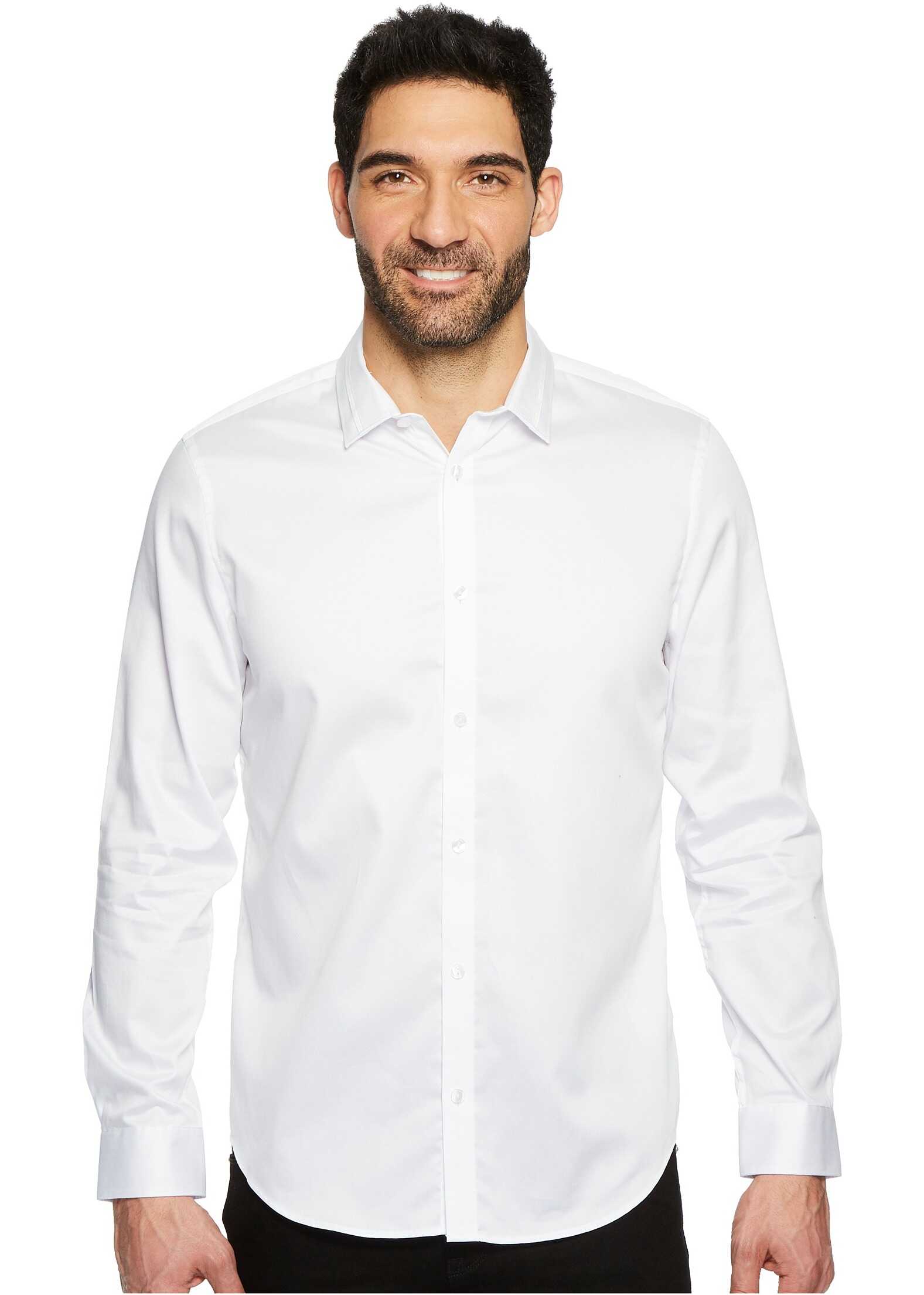 Camasa Calvin Klein Solid Sateen Button Down Shirt Standard White