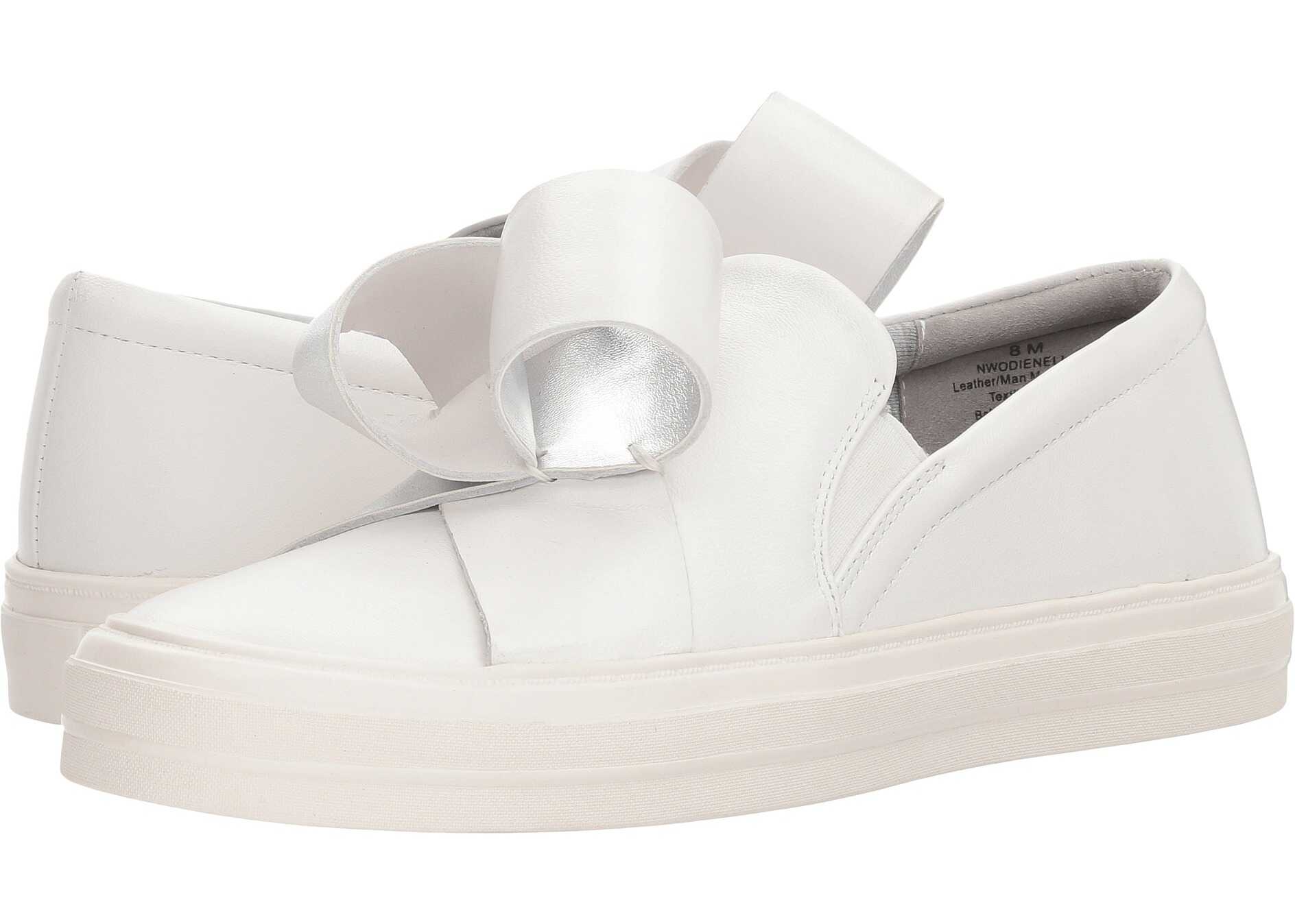 Nine West Odienella White/White/Silver Bella Nappa/Elastic/Laminato Soft PU