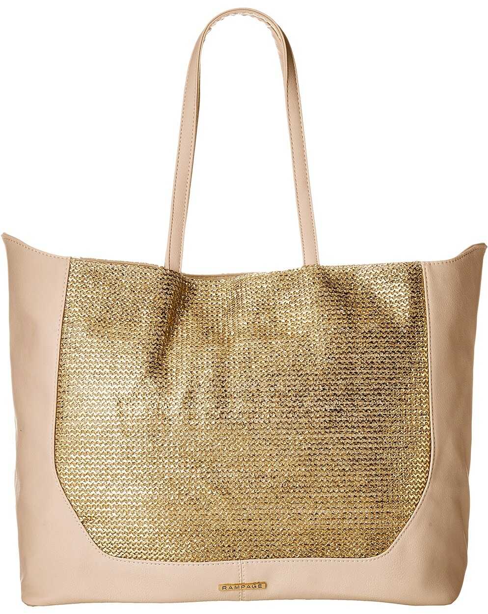 Geanta femei Rampage Metallic Straw Tote Blush