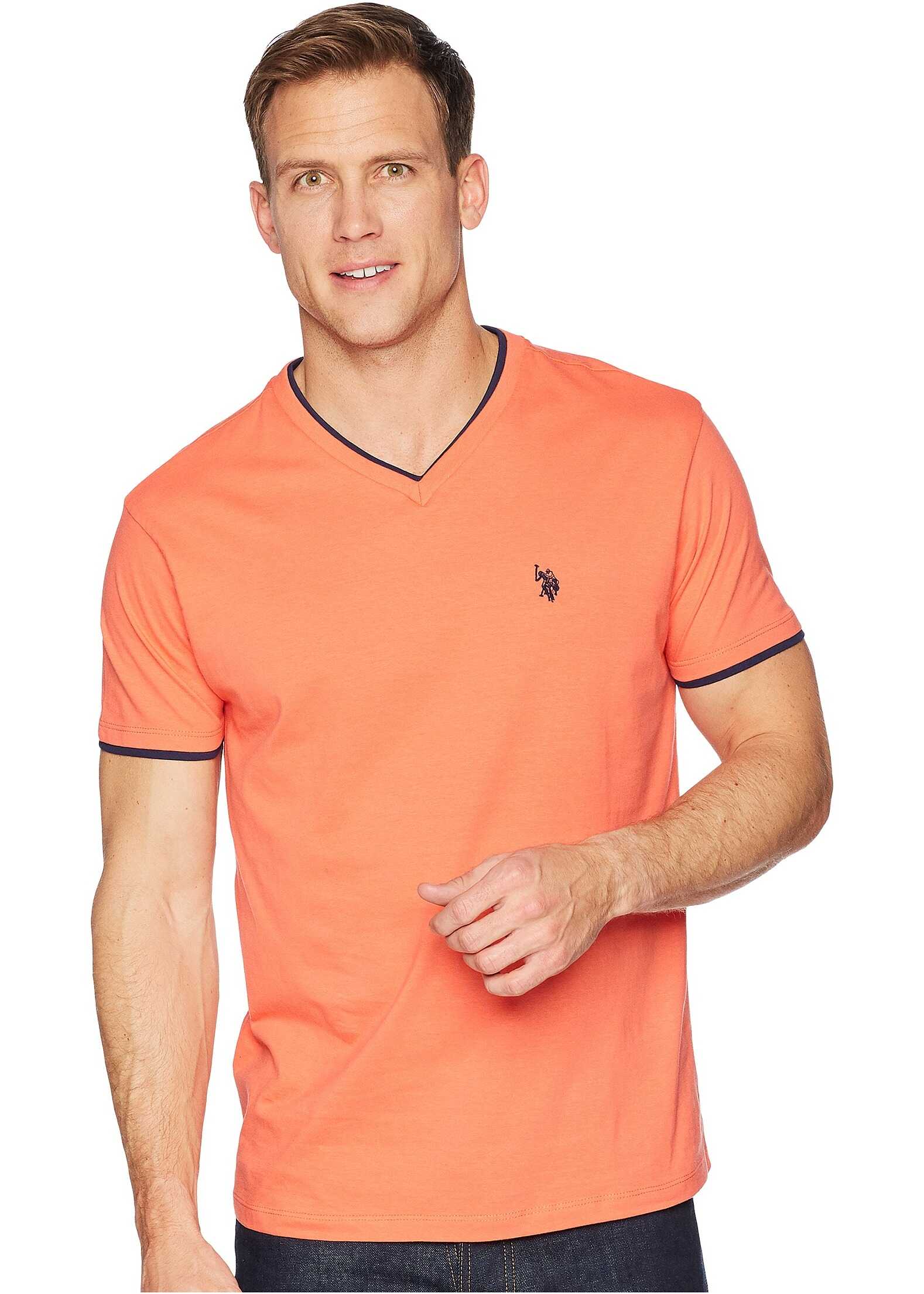 Tricou U.S. POLO ASSN. Double Ringer V-Neck T-Shirt Boca Coral