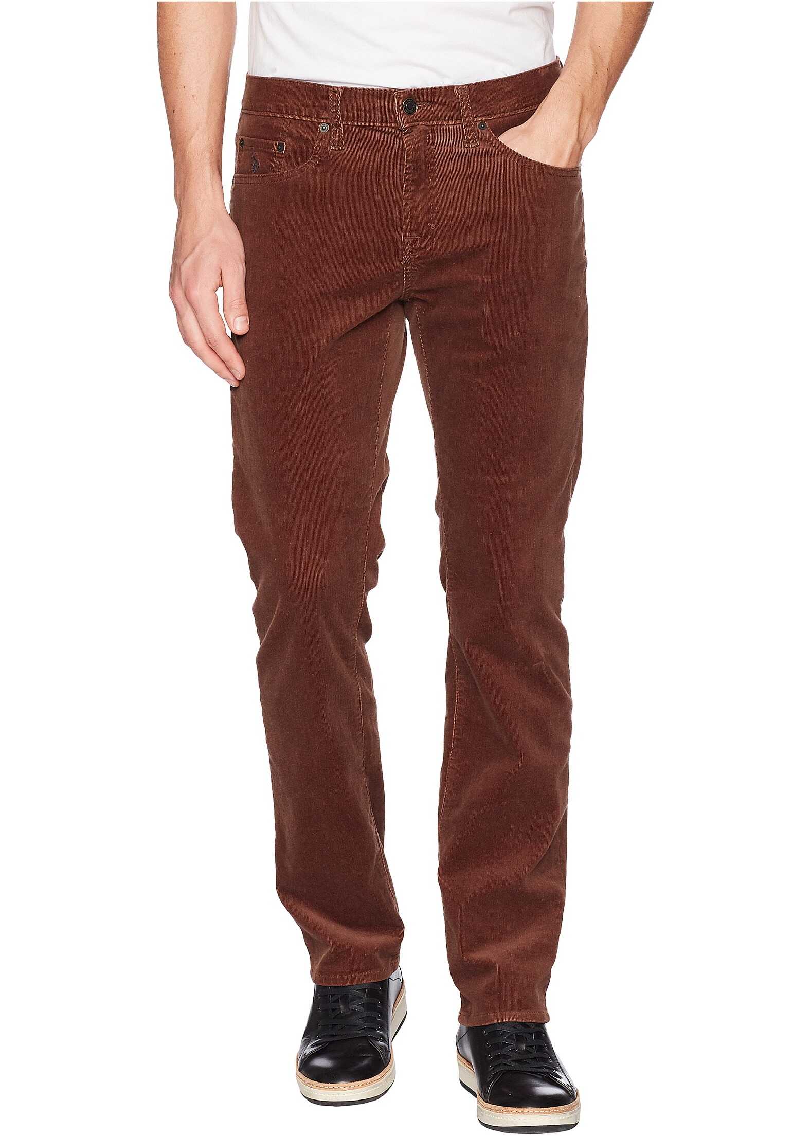 Pantalon U.S. POLO ASSN. Slim Straight Corduroy Pants Brown