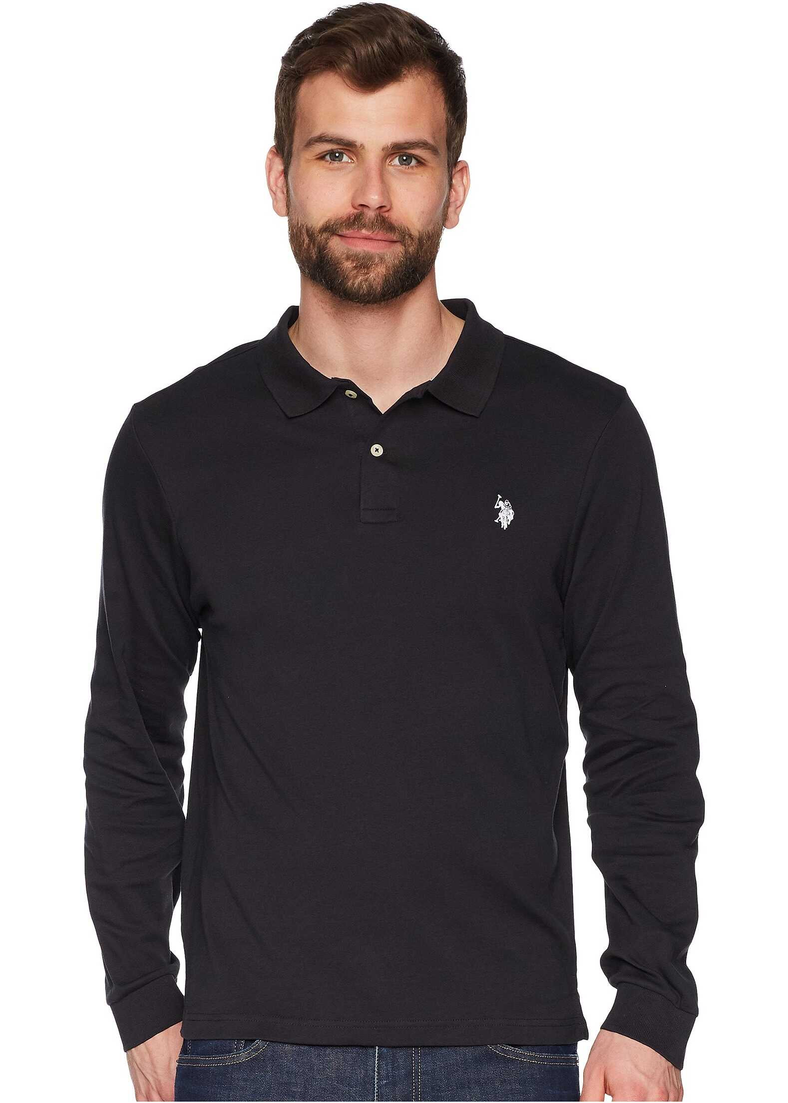 Tricou U.S. POLO ASSN. Long Sleeve Solid Small Pony Interlock Polo Shirt Black