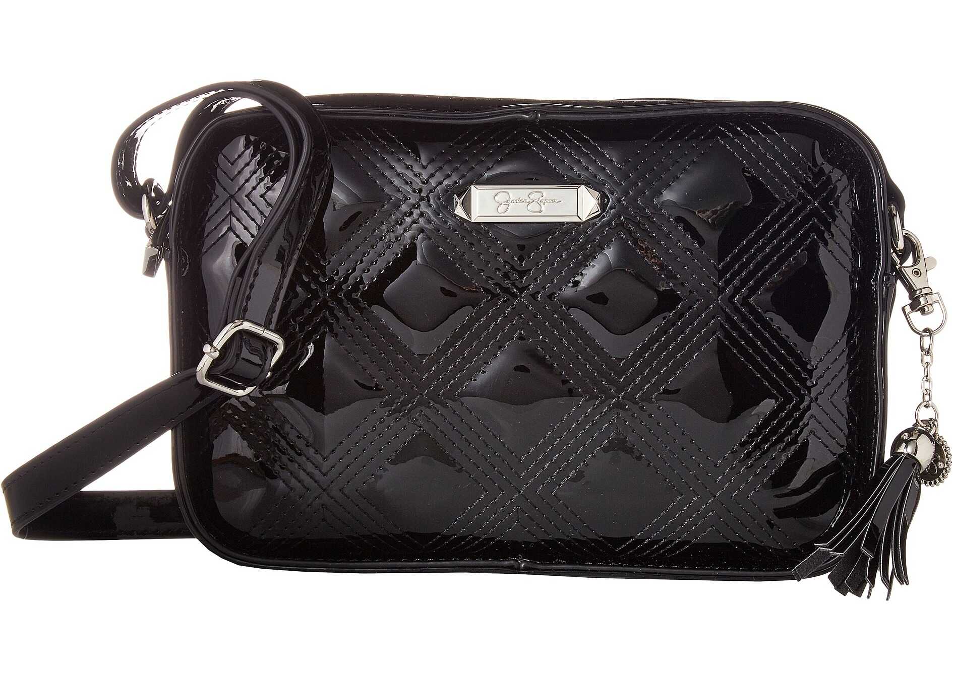 Geanta femei Jessica Simpson Sadie Camera Crossbody Black Patent