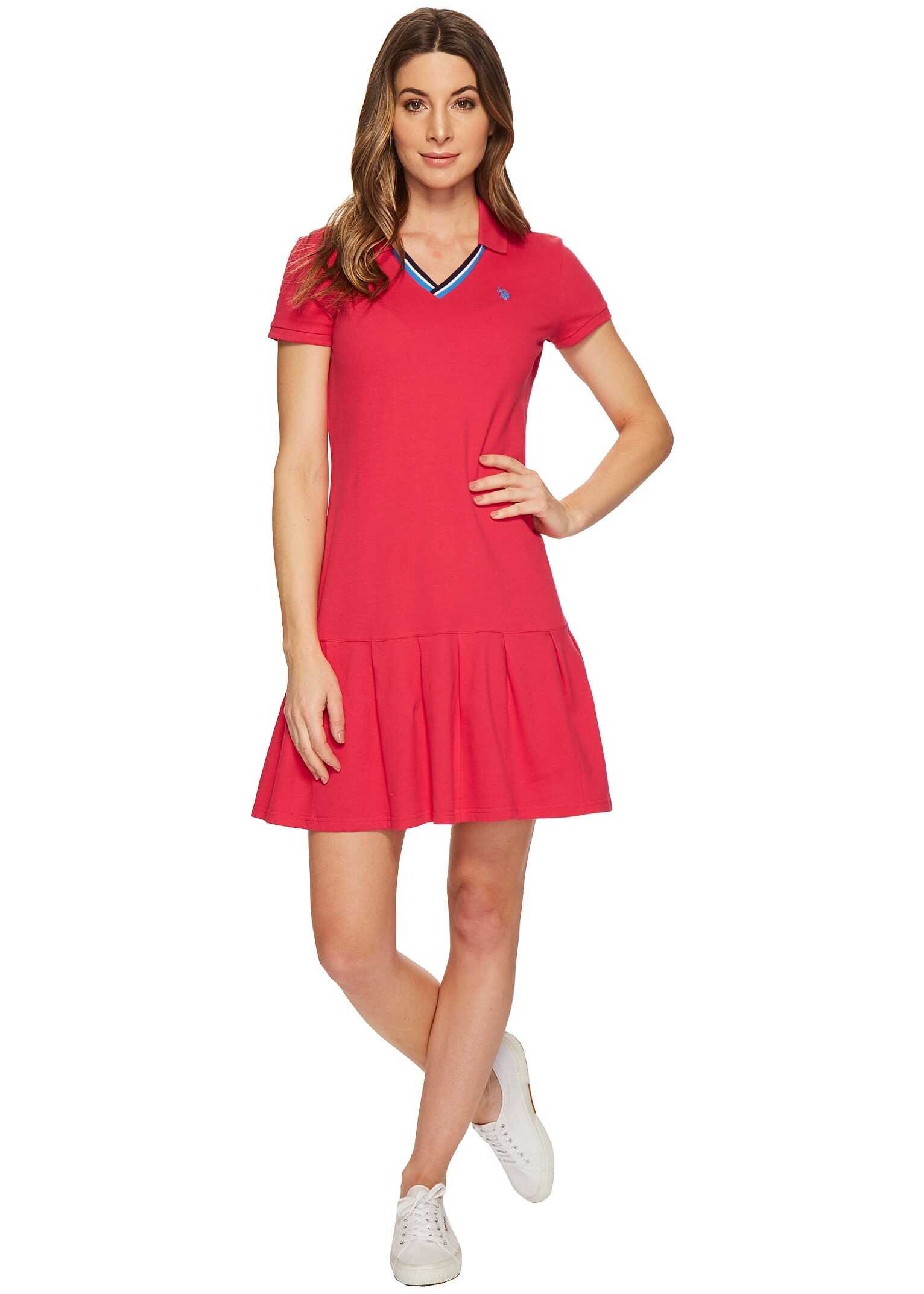 Rochie U.S. POLO ASSN. Pleated Polo Dress Bright Rose