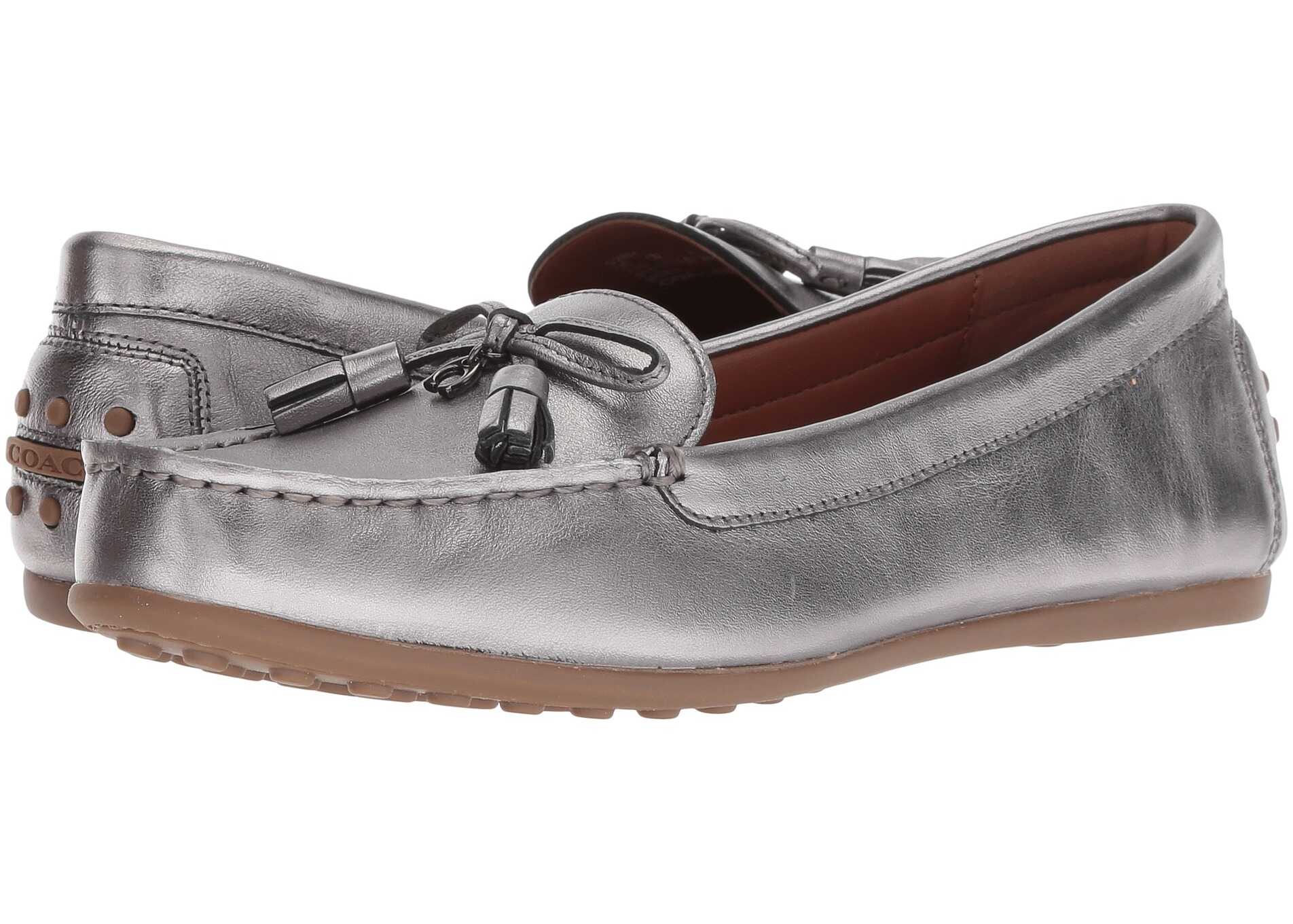 Mocasin COACH Greenwich Driver w/ Tassel Gunmetal Metallic Leather