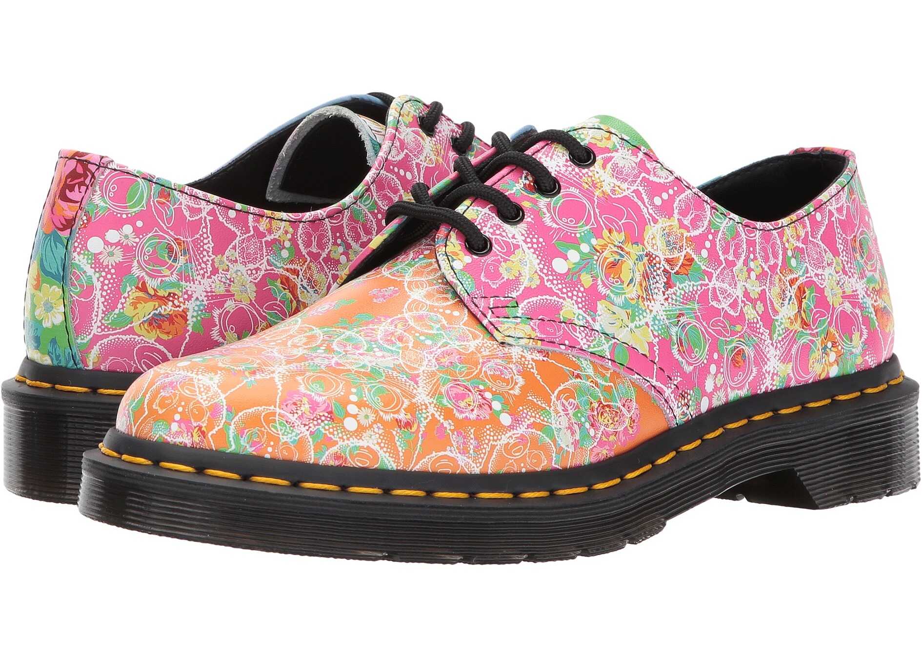 Pantof Dr. Martens Daze Smiths 4-Eye Shoe White Backhand/Daze Print