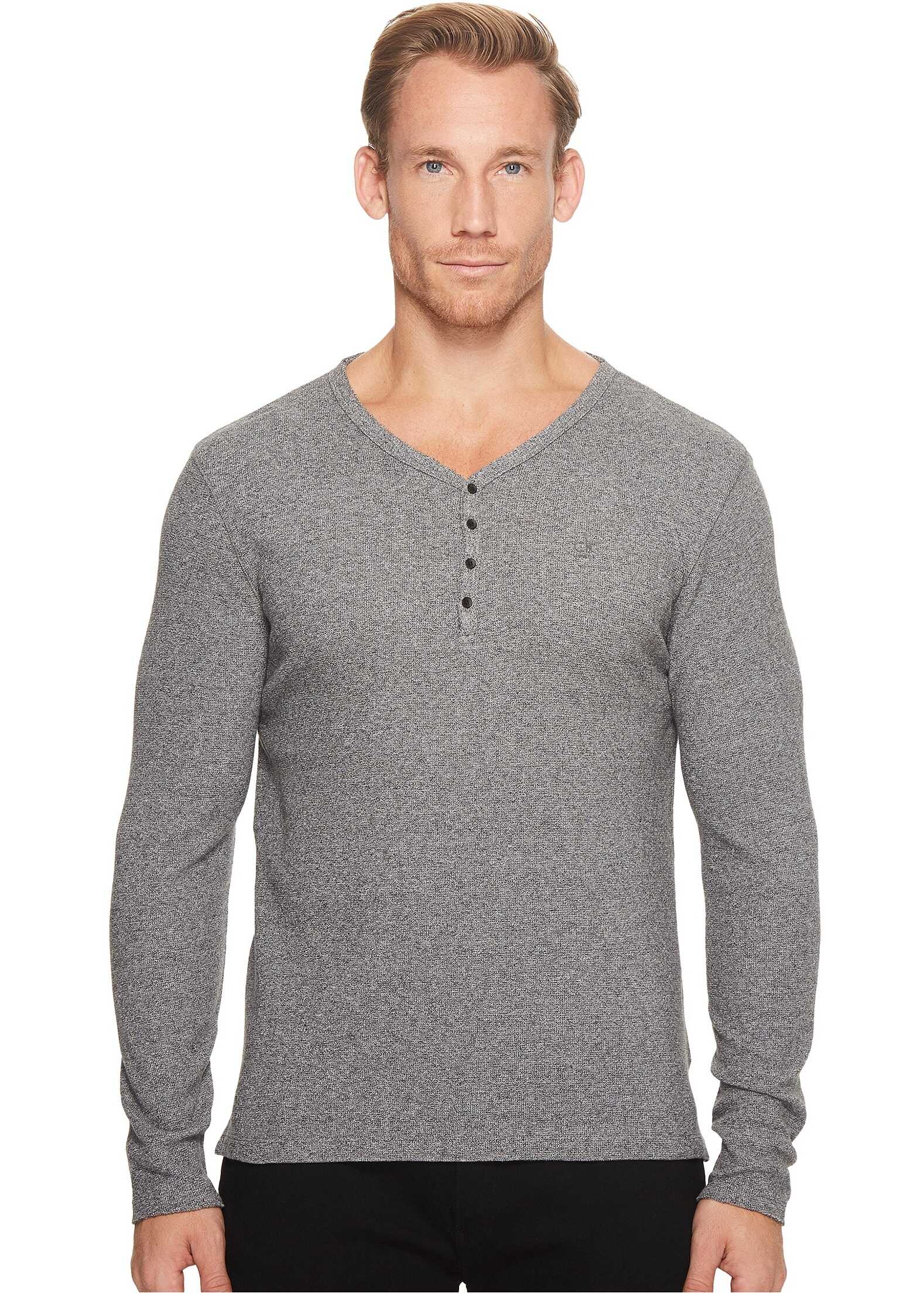 Tricou Calvin Klein Jeans Waffle Y-Neck Henley Shirt Urban Grey Heather
