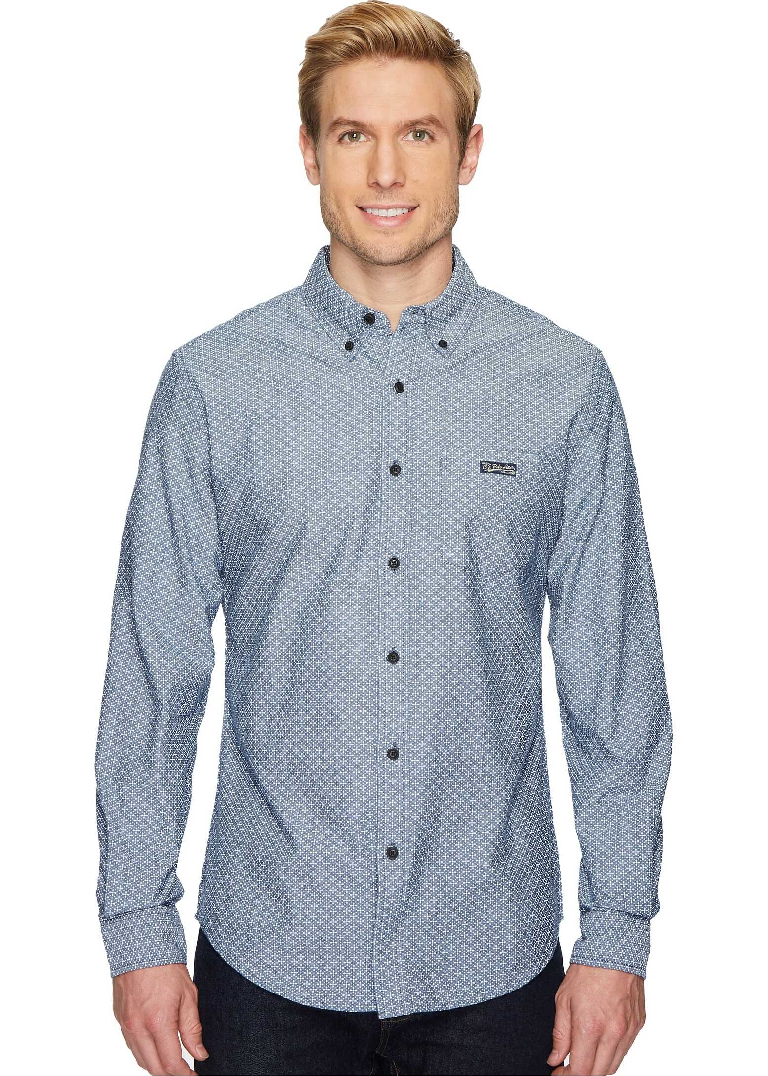 U.S. POLO ASSN. Long Sleeve Slim Fit Fancy Shirt Infinity Blue