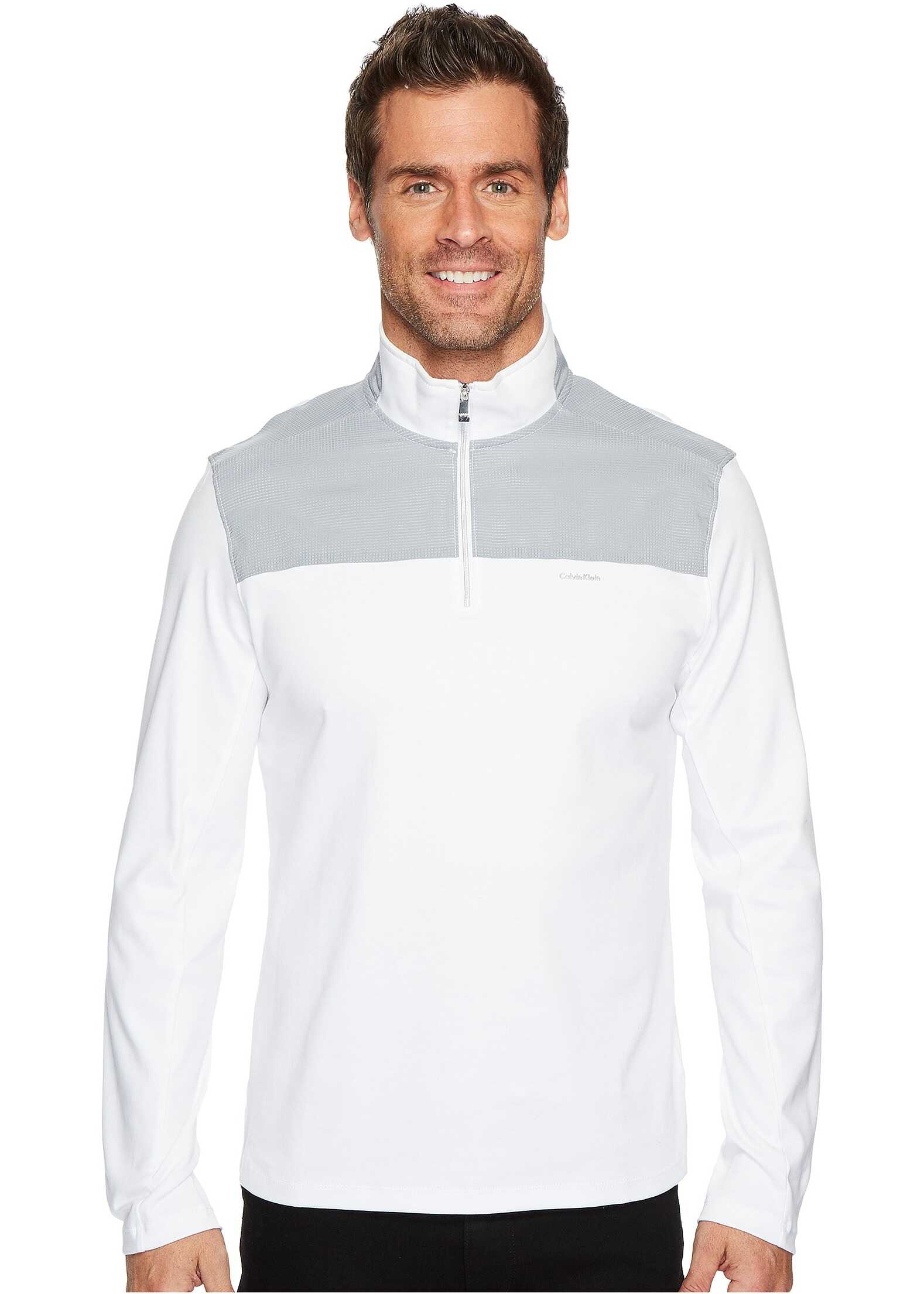 Pulover Calvin Klein Mixed Media 1/4 Zip Pullover Standard White