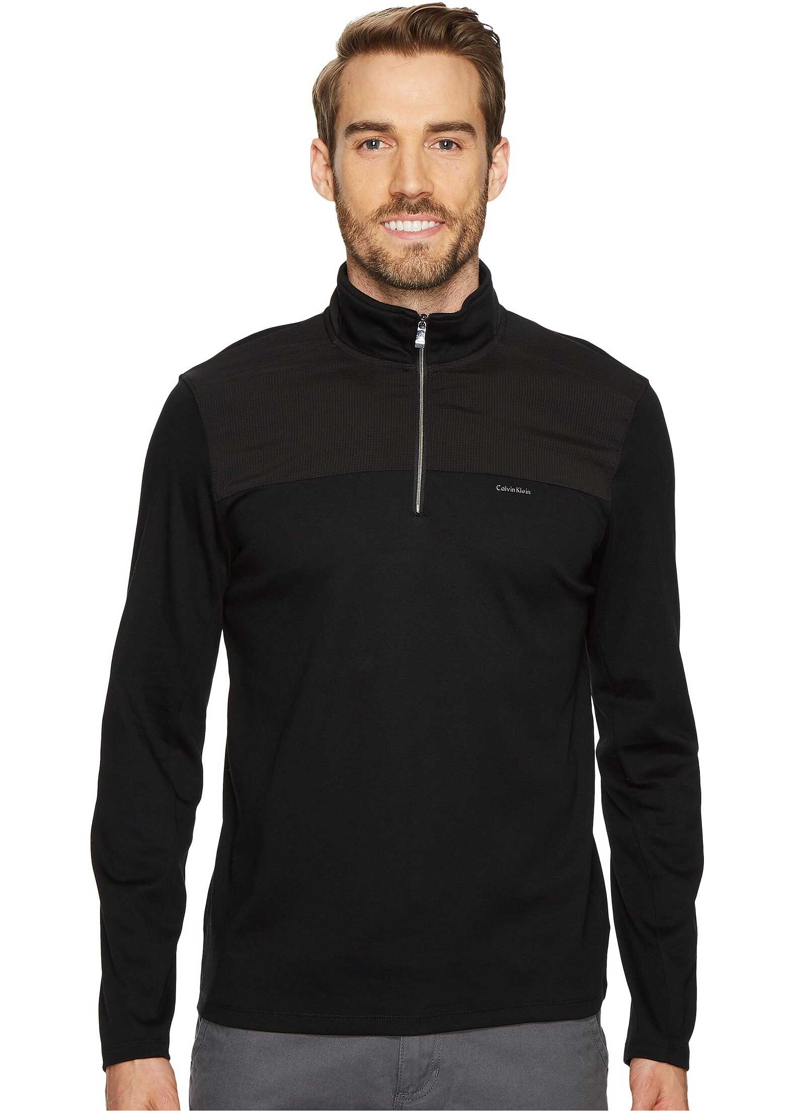 Pulover Calvin Klein Mixed Media 1/4 Zip Pullover Black
