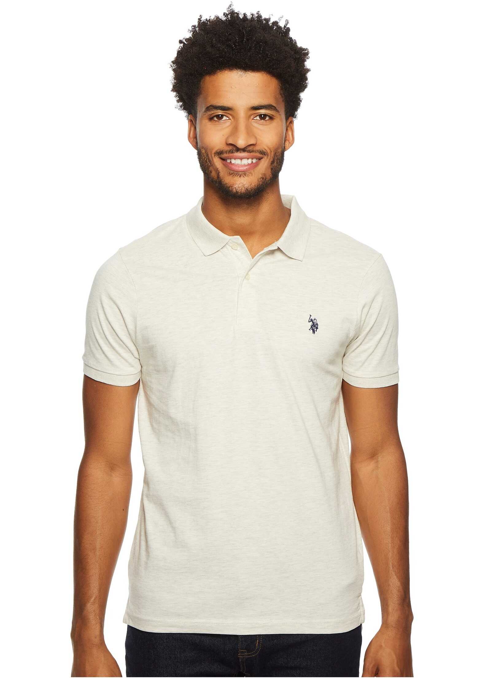 Tricou U.S. POLO ASSN. Jersey Polo Shirt Summer Oatmeal