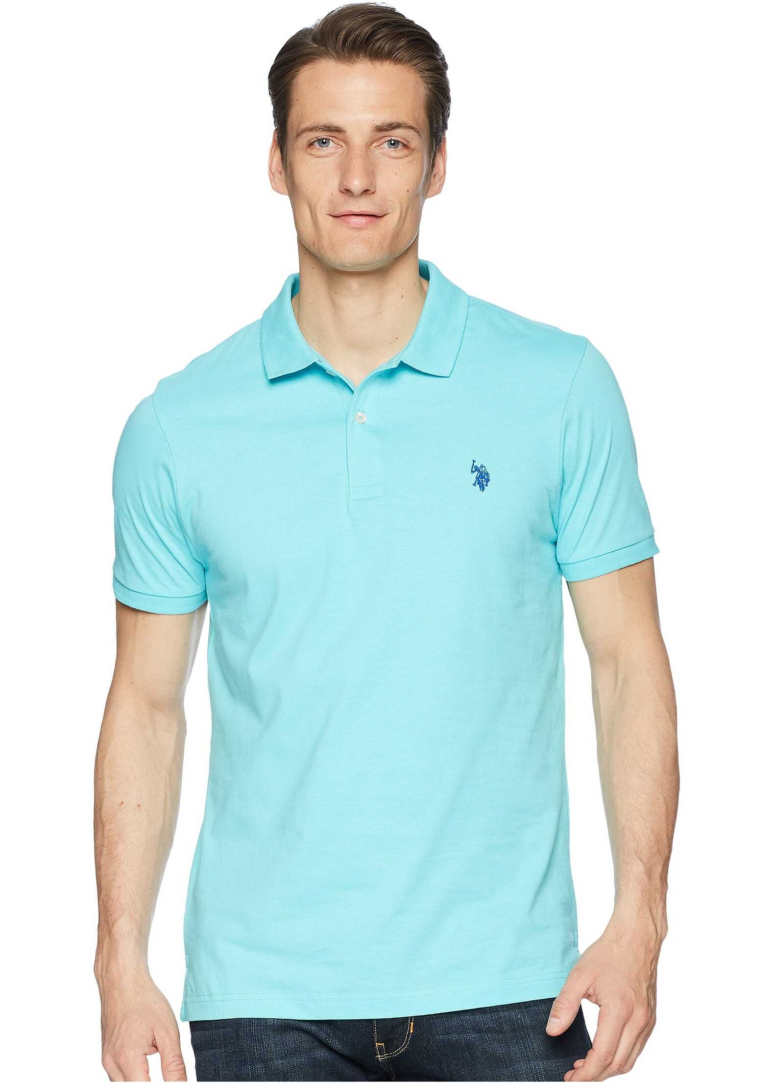 Tricou U.S. POLO ASSN. Jersey Polo Shirt Painters Aqua