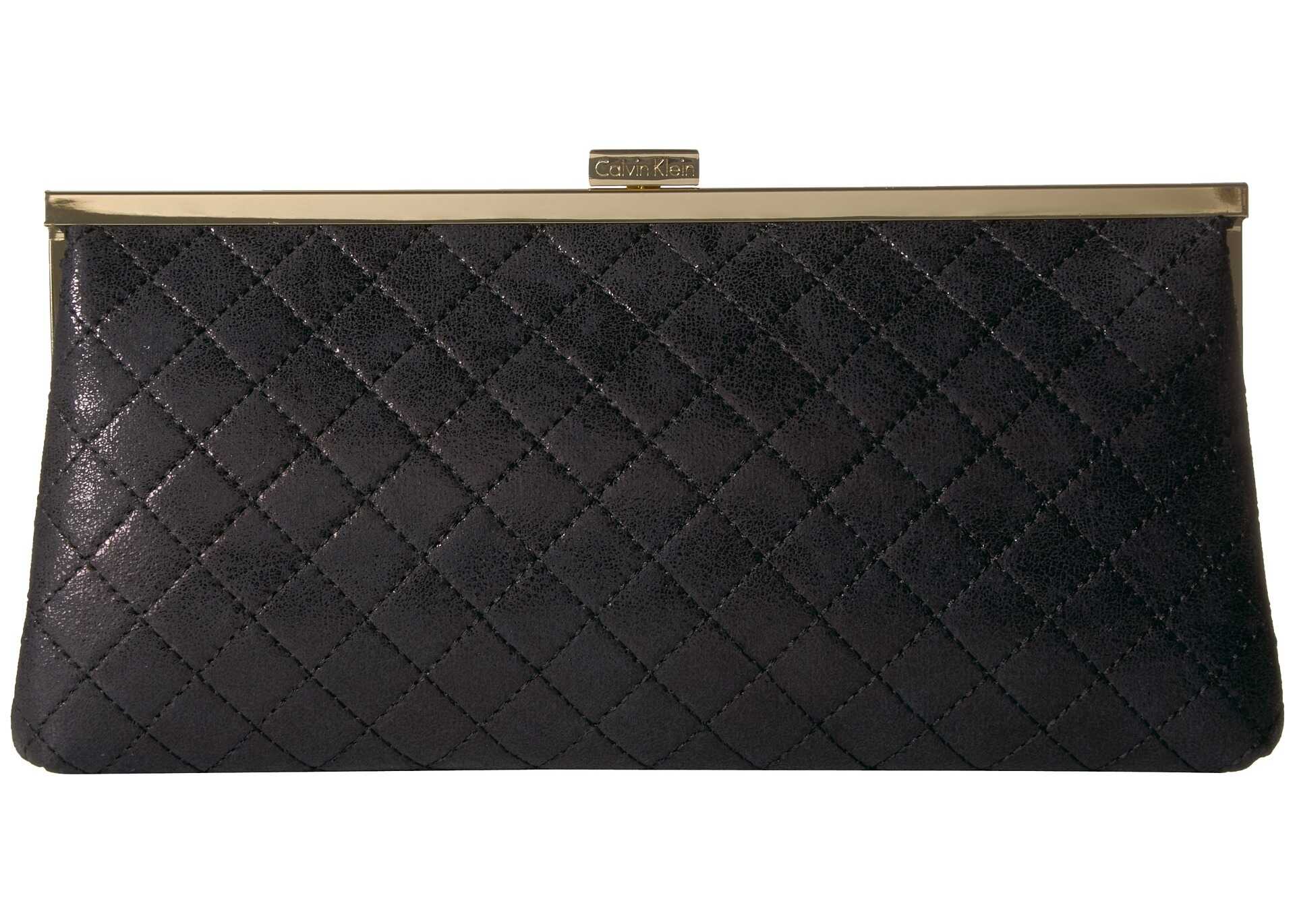 Geanta femei Calvin Klein Evening Distressed Quilted Clutch Black/Gold
