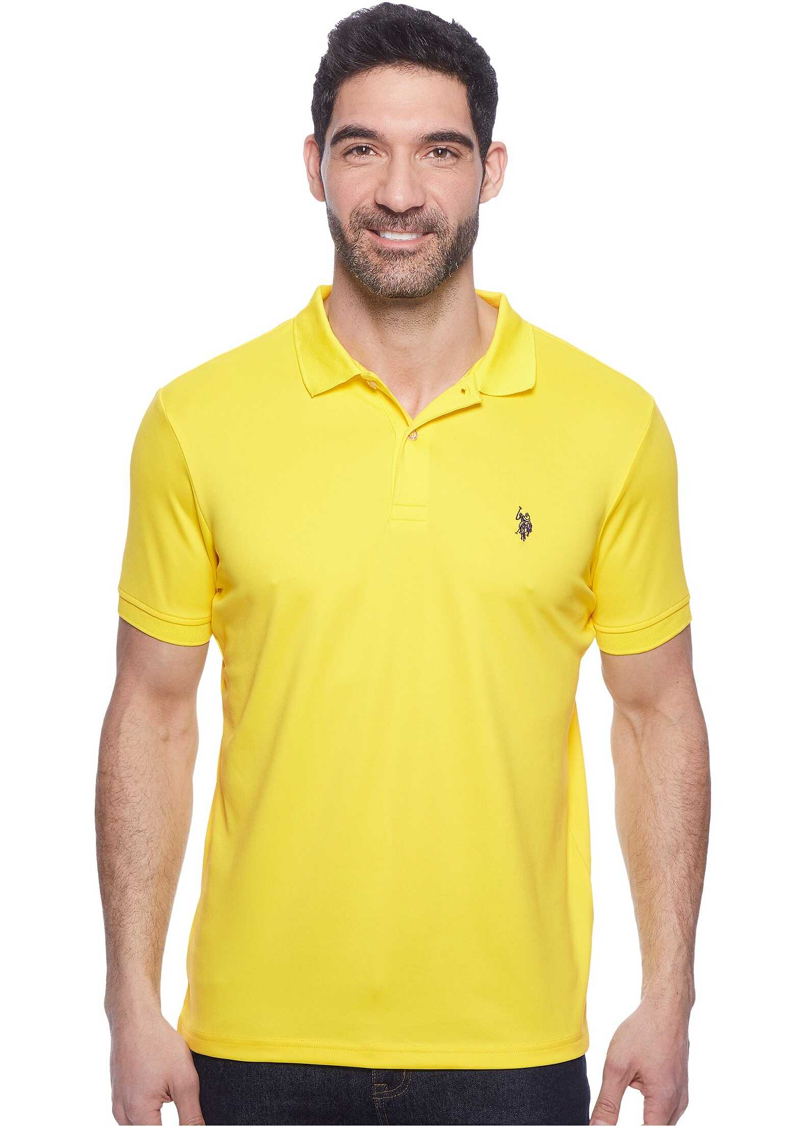 Tricou U.S. POLO ASSN. Classic Fit Interlock Solid Polo Shirt Yellow Pop