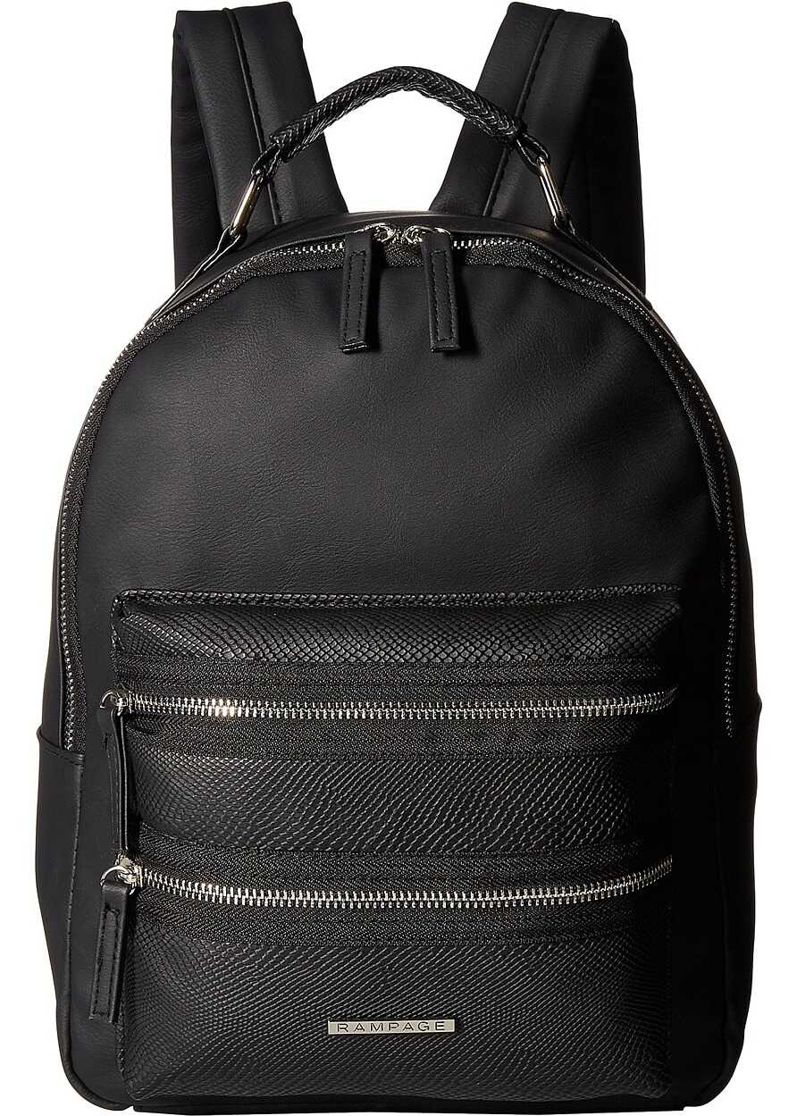 Rucsac Rampage Mixed Media Midi Backpack with Exposed Zipper Black