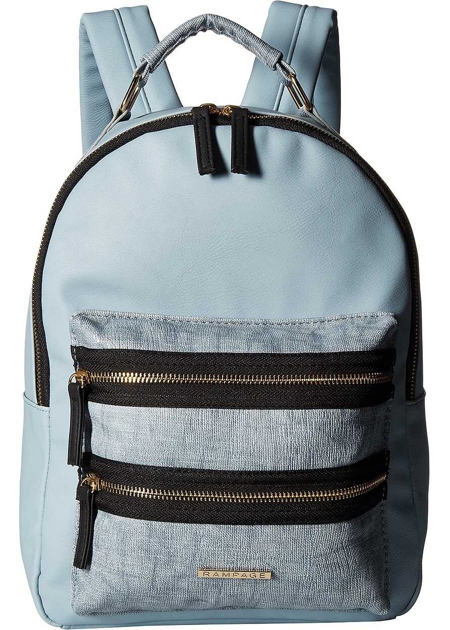 Rucsac Rampage Mixed Media Midi Backpack with Exposed Zipper Chambray