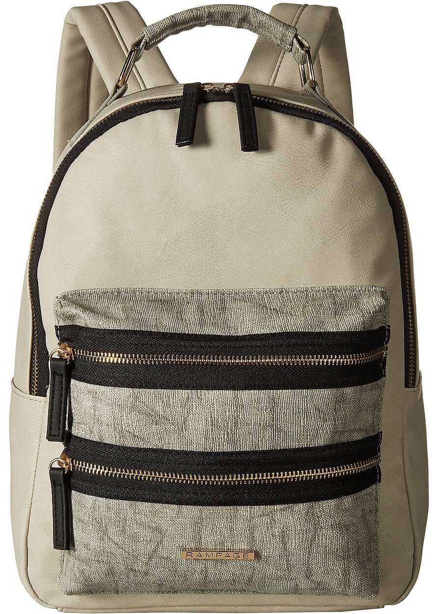 Rucsac Rampage Mixed Media Midi Backpack with Exposed Zipper Stucco