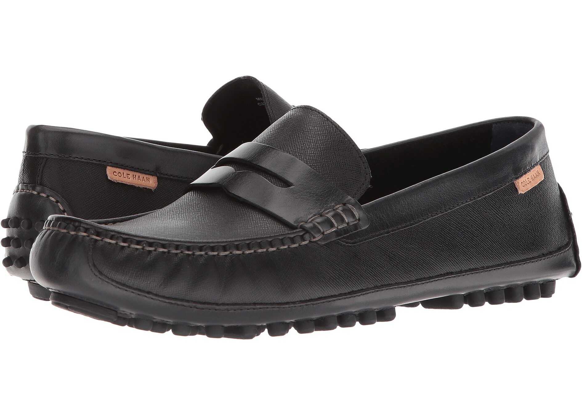 Mocasin Cole Haan Coburn Penny Driver II Black Textured Leather