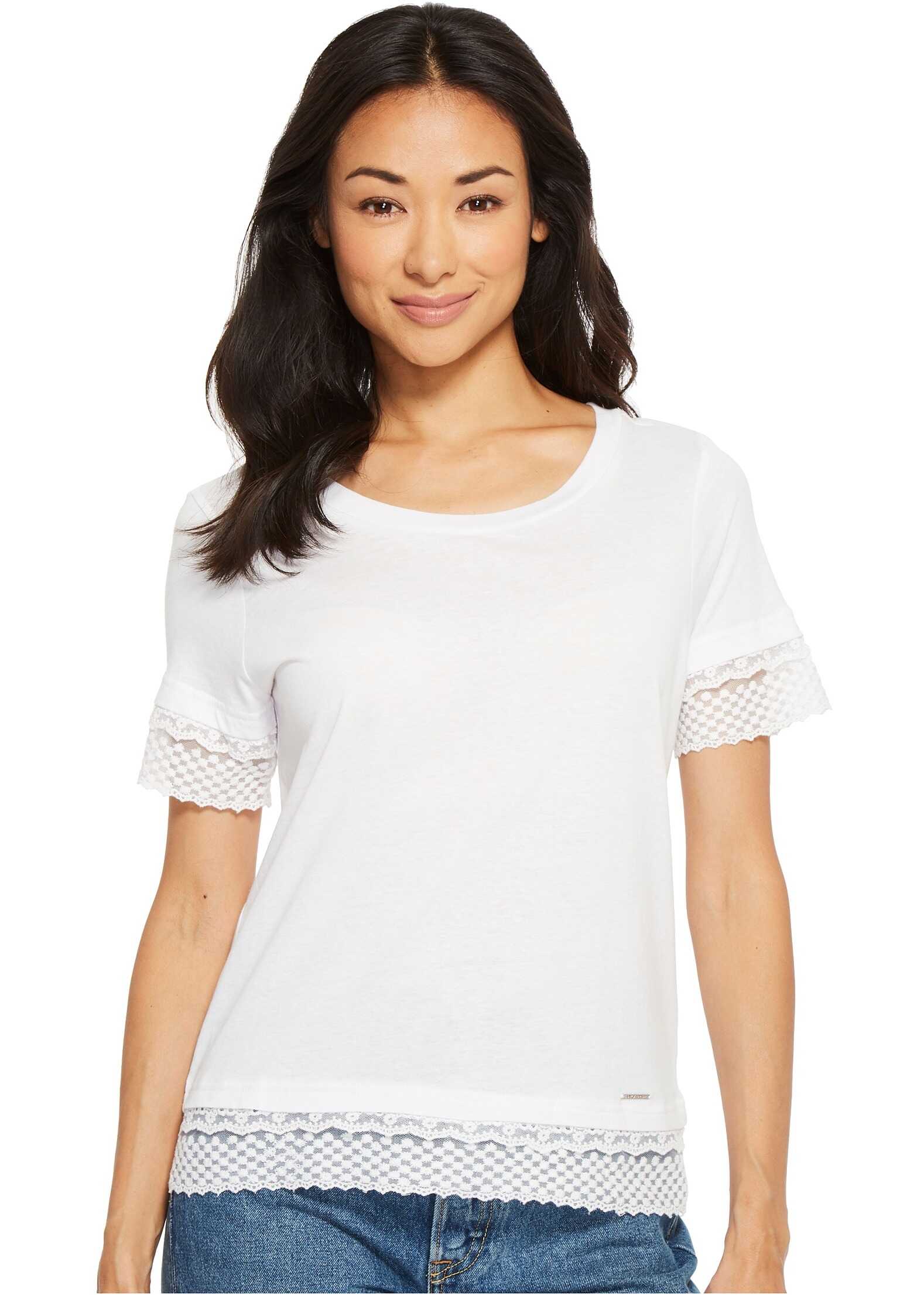 Tricou U.S. POLO ASSN. Solid Double Lace Top Optic White