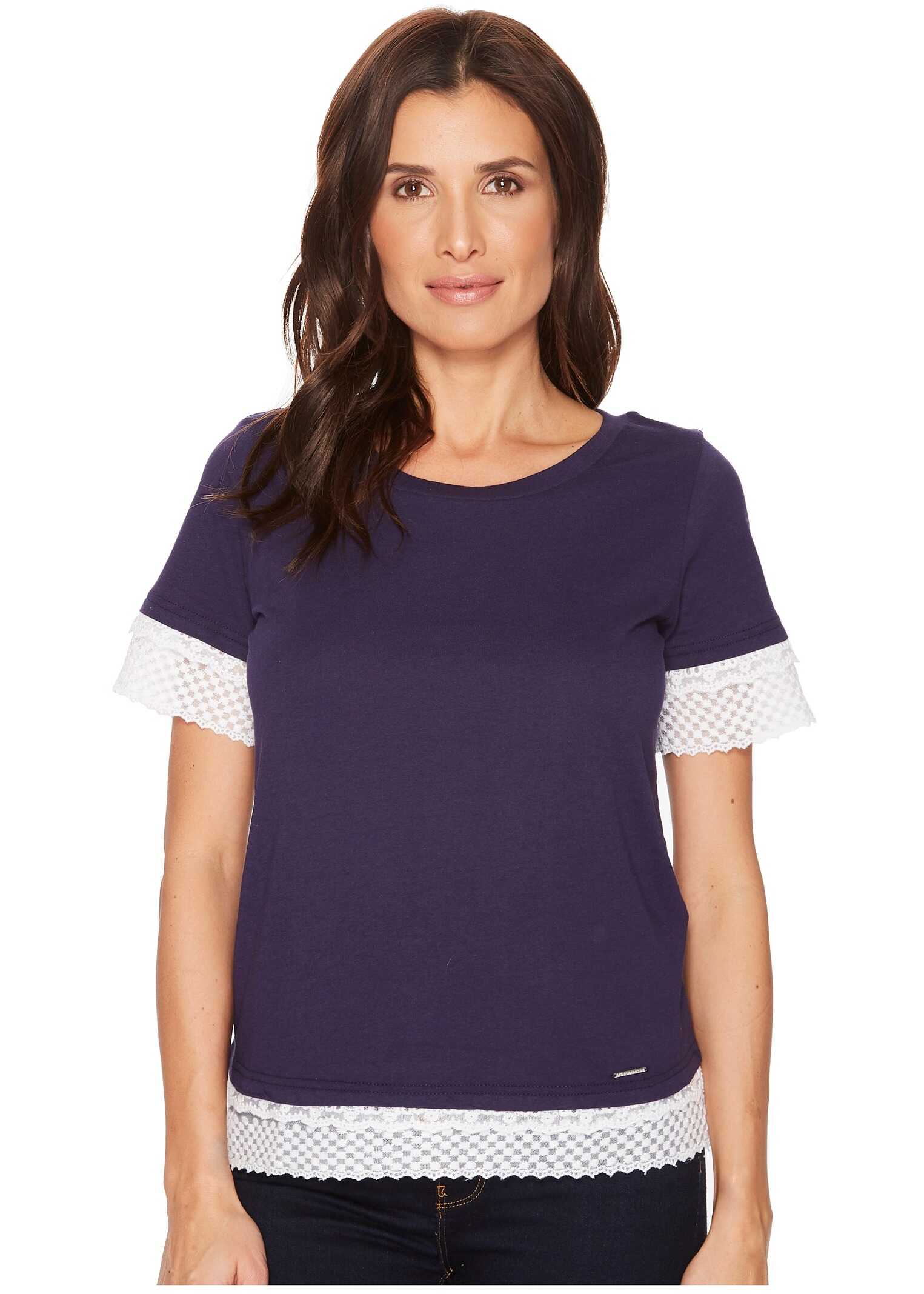 Tricou U.S. POLO ASSN. Solid Double Lace Top Evening Blue