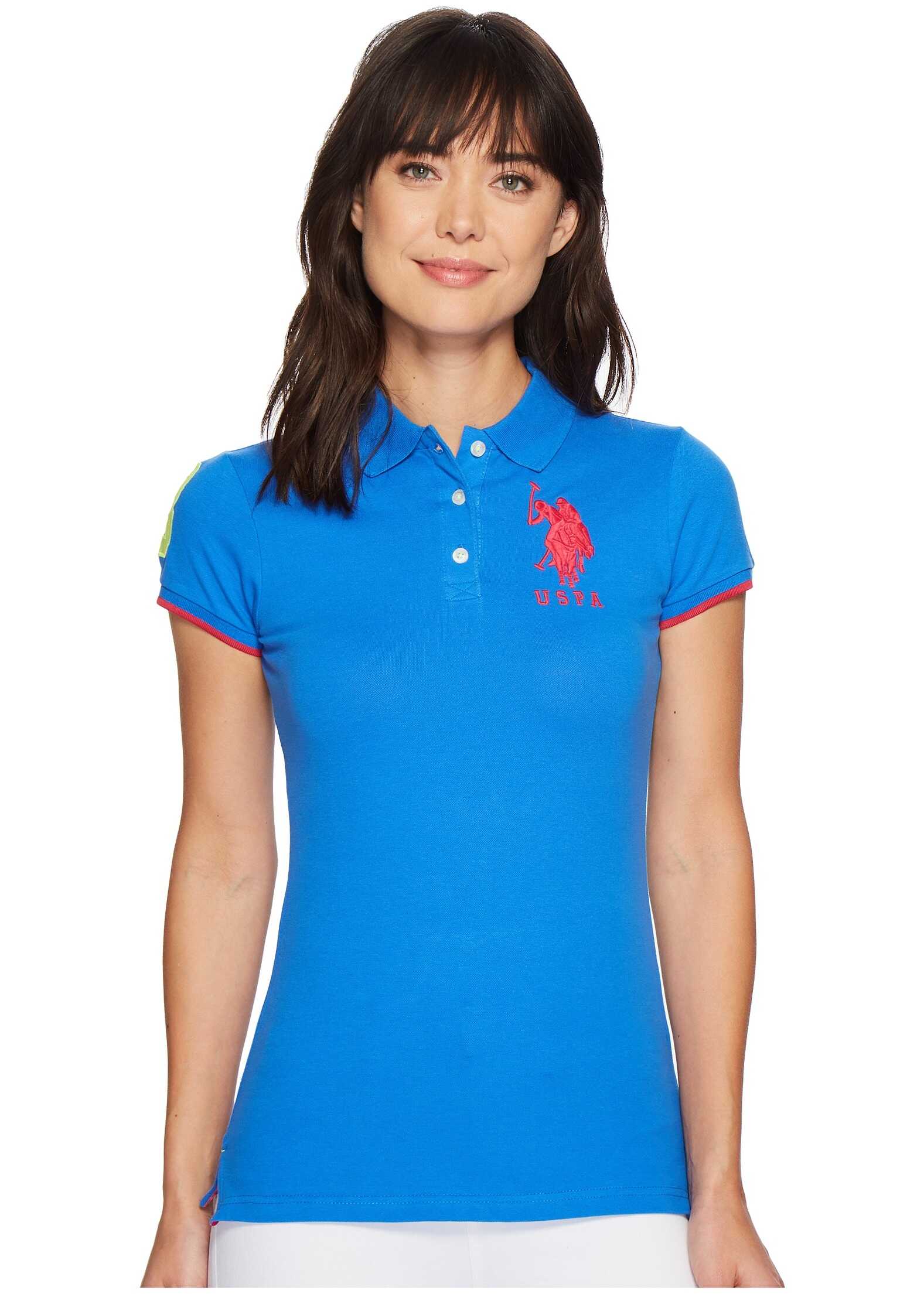 Tricou U.S. POLO ASSN. Contrast Patch Big Pony Polo Shirt Agean Blue