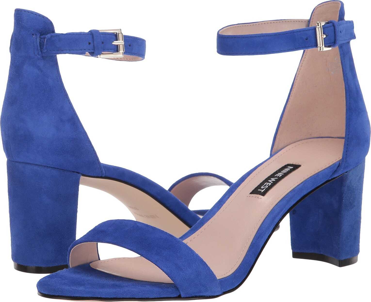 Nine West Pruce Block Heel Sandal Blue Iris