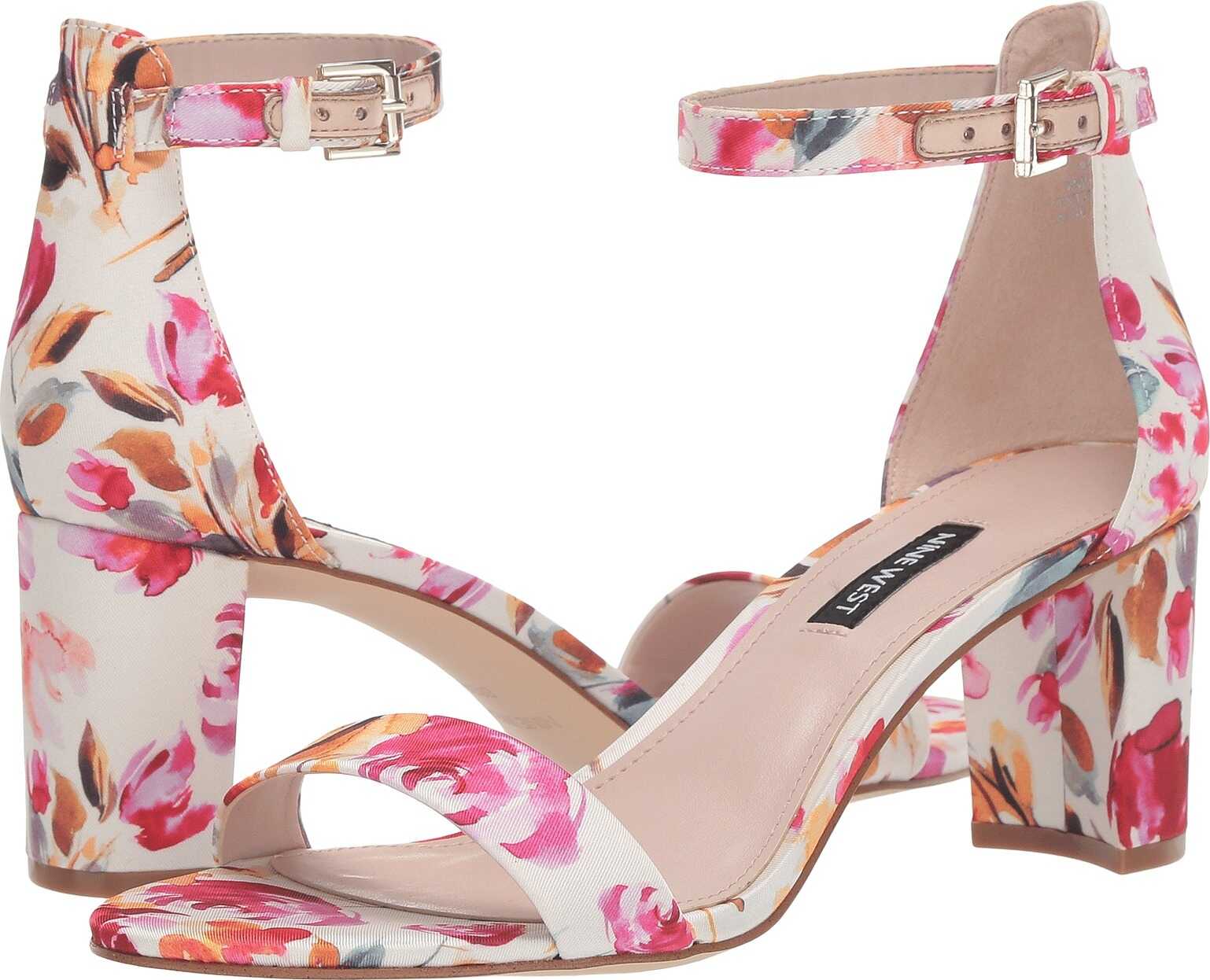 Nine West Pruce Block Heel Sandal Pink Multi Fabric