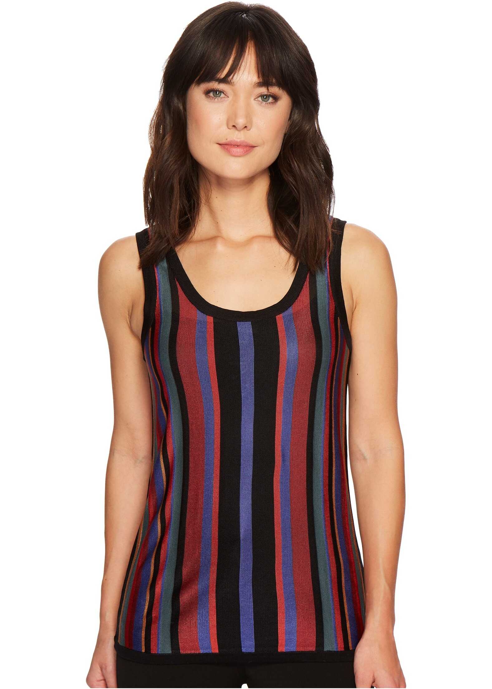 Maiou Anne Klein Striped Sweater Black/O'Keefe Blue Combo