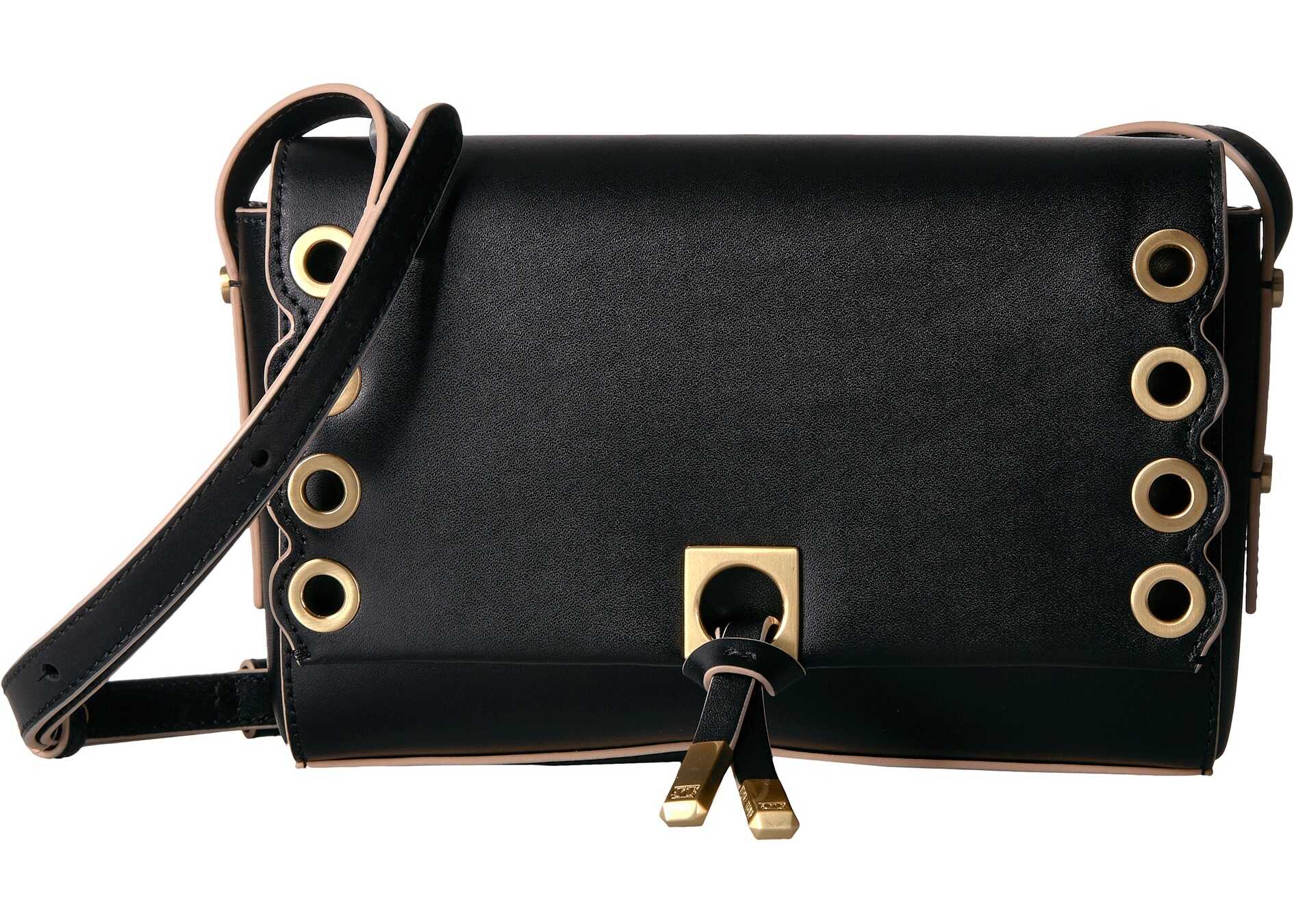 Geanta femei Ivanka Trump Claudia Double Flap Crossbody Black Scallop Grommets