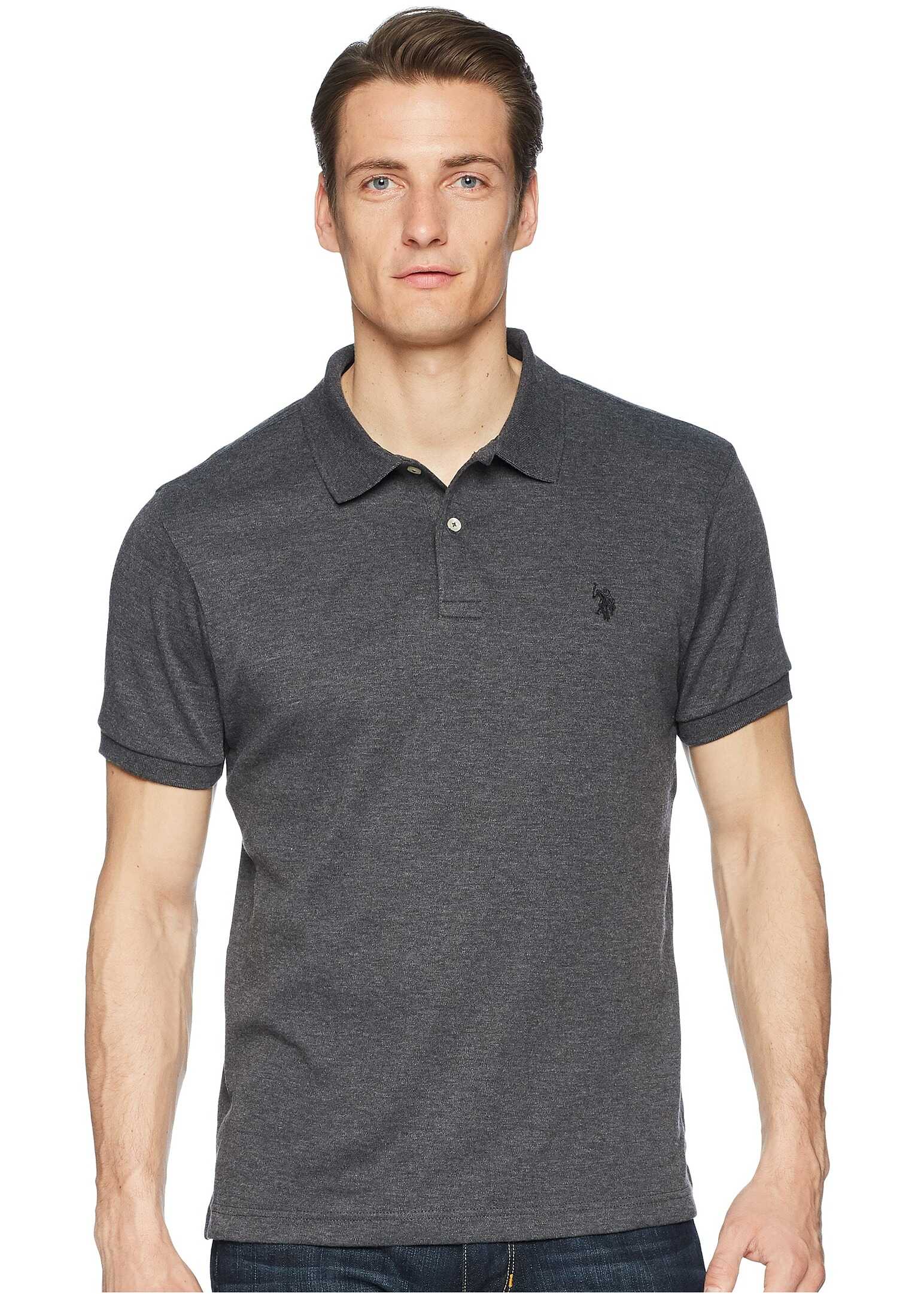 Tricou U.S. POLO ASSN. Slim Fit Interlock Solid Polo Shirt Dark Heather Grey