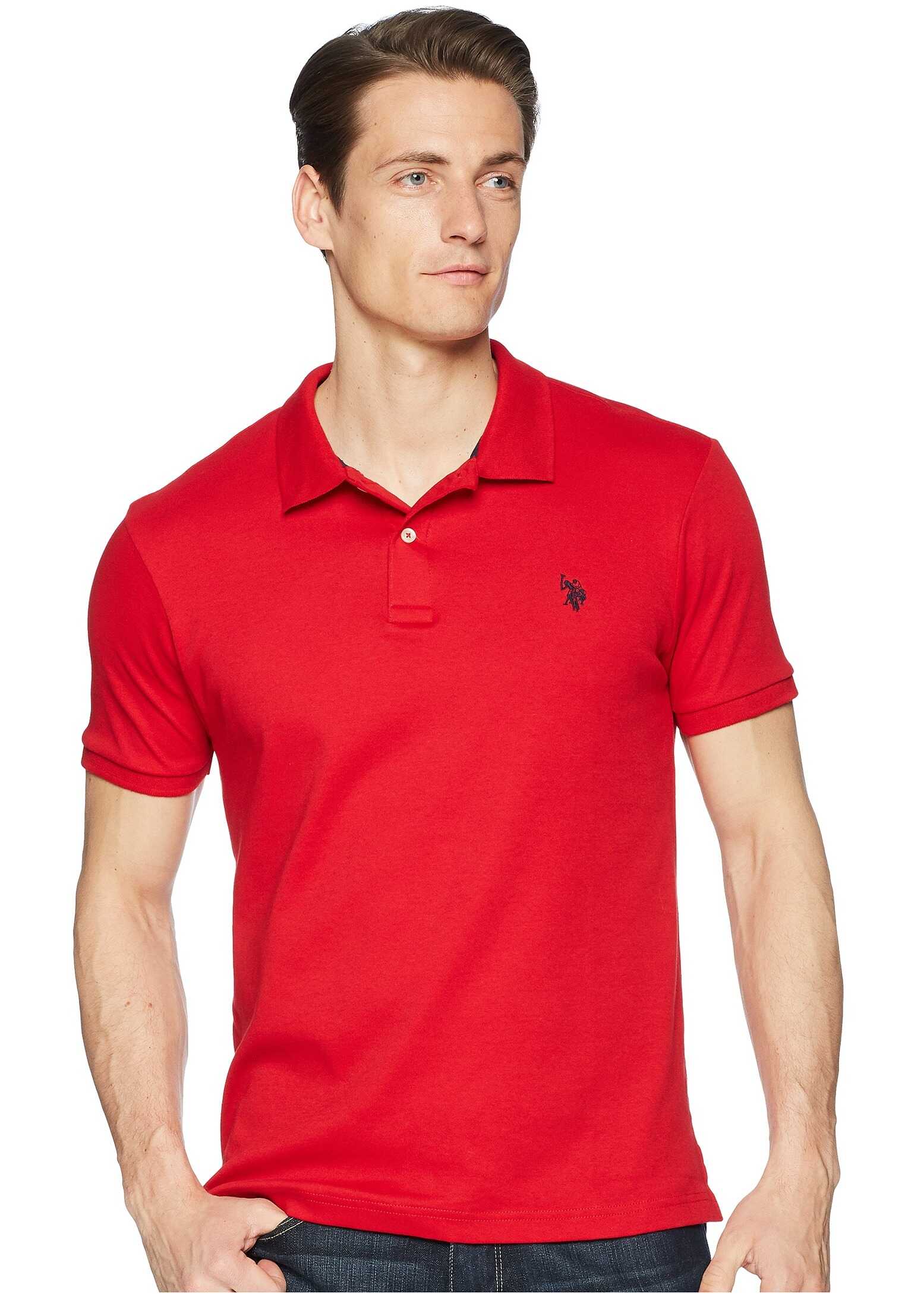 Tricou U.S. POLO ASSN. Slim Fit Interlock Solid Polo Shirt Engine Red