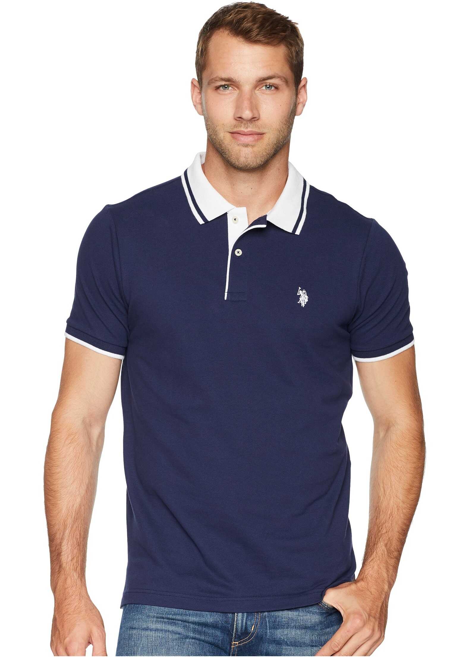 Tricou U.S. POLO ASSN. Short Sleeve Classic Fit Solid Pique Polo Shirt Classic Navy