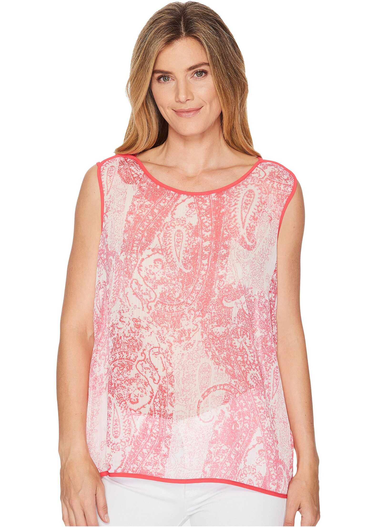 Bluza Tommy Hilfiger Sleeveless Paisley Woven Top with Trim Azalea Multi