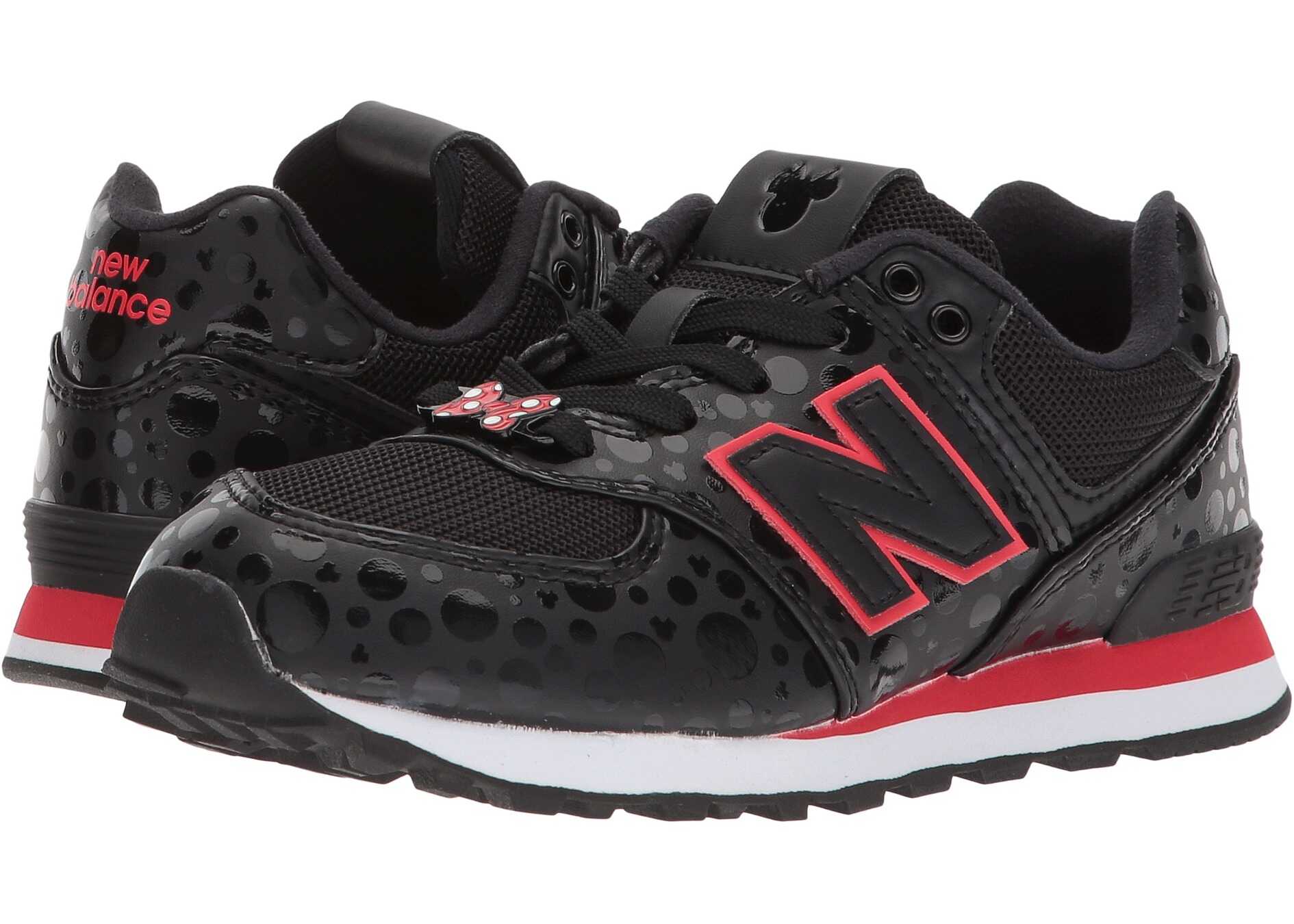 Tenis New Balance Kids PC574v1 - Minnie Rocks the Dots (Little Kid) Black/Red