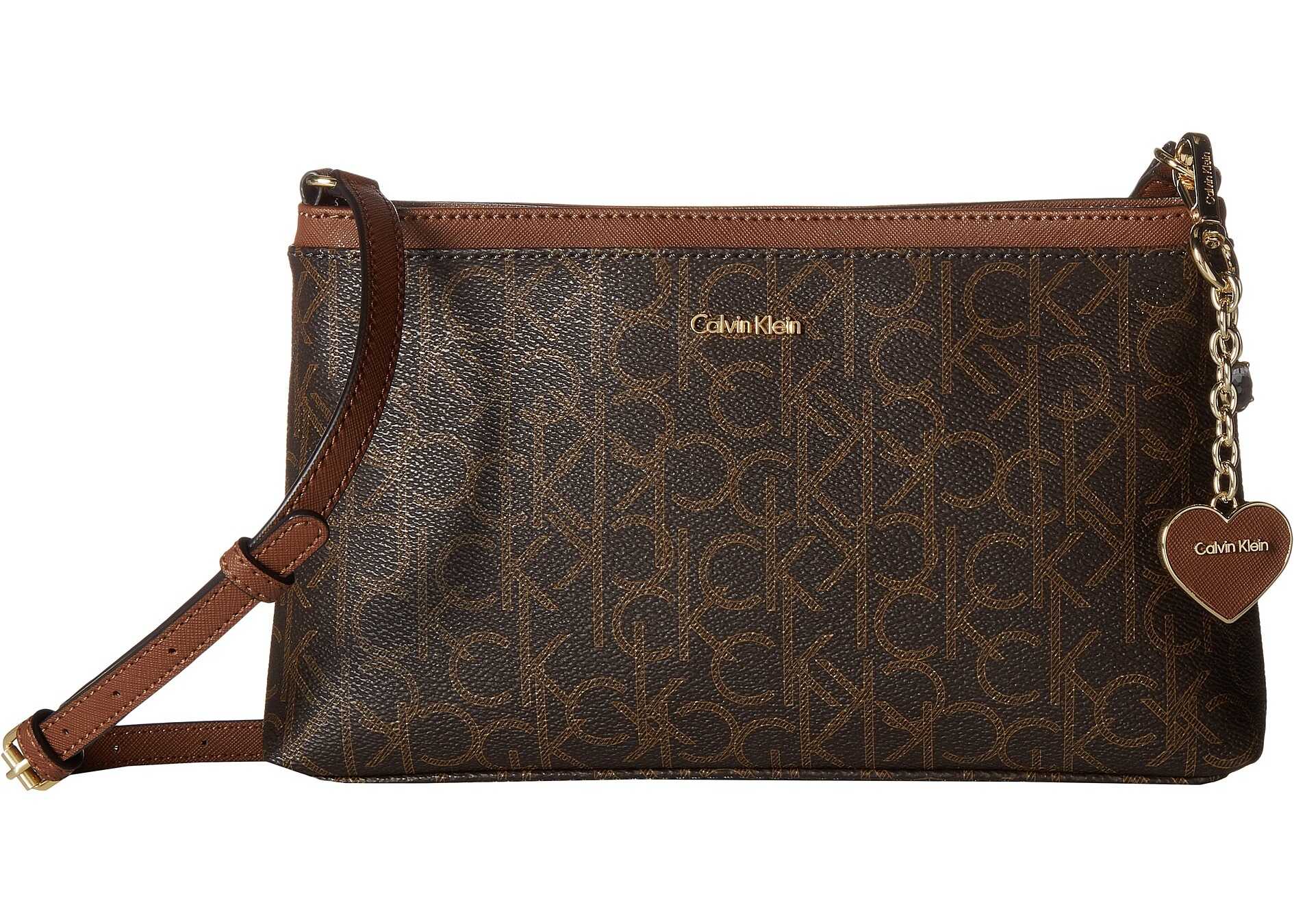 Geanta femei Calvin Klein Monogram Crossbody Brown/Khaki/Luggage Saffiano