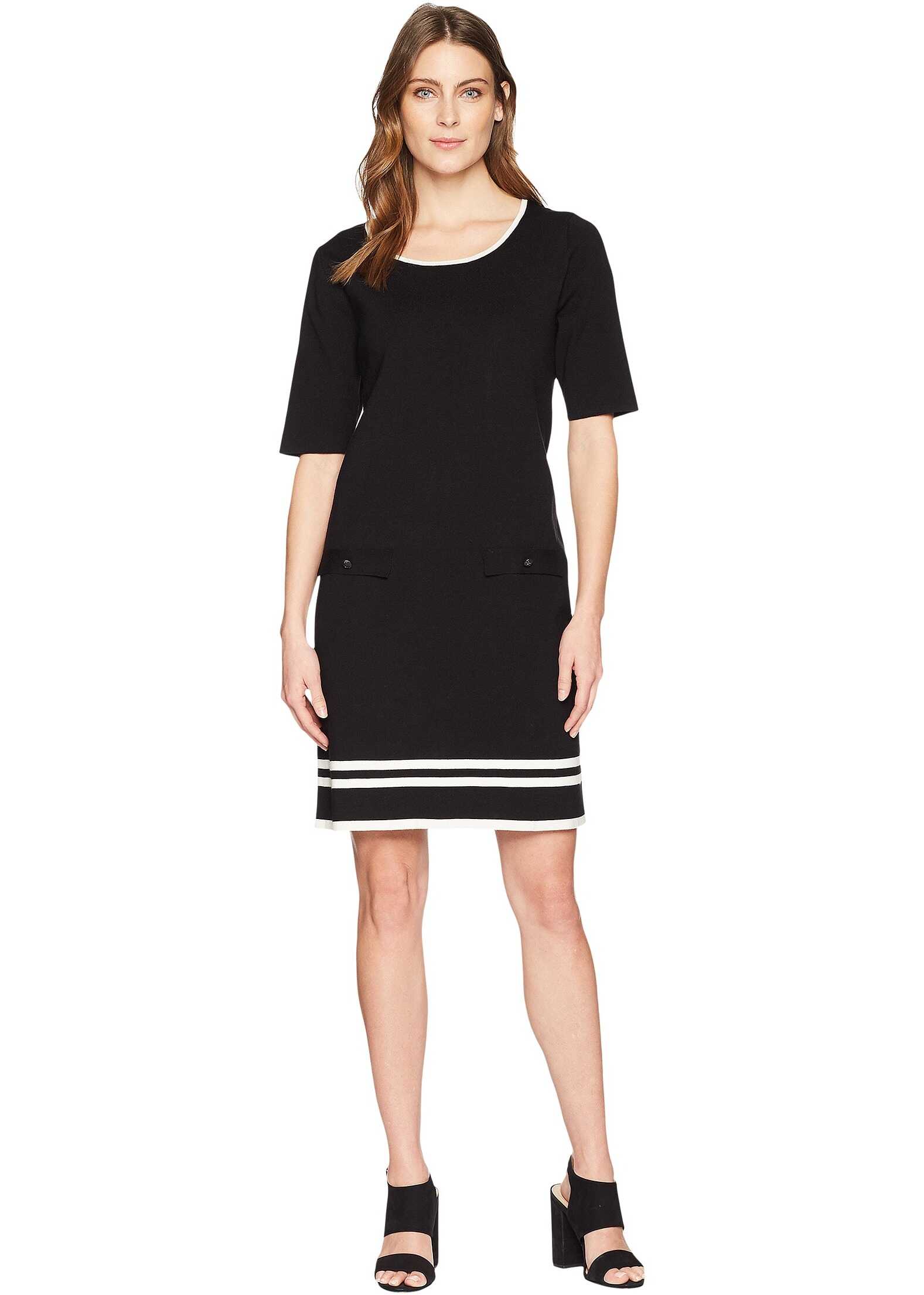 Rochie Anne Klein Knit Shift Dress Black/White