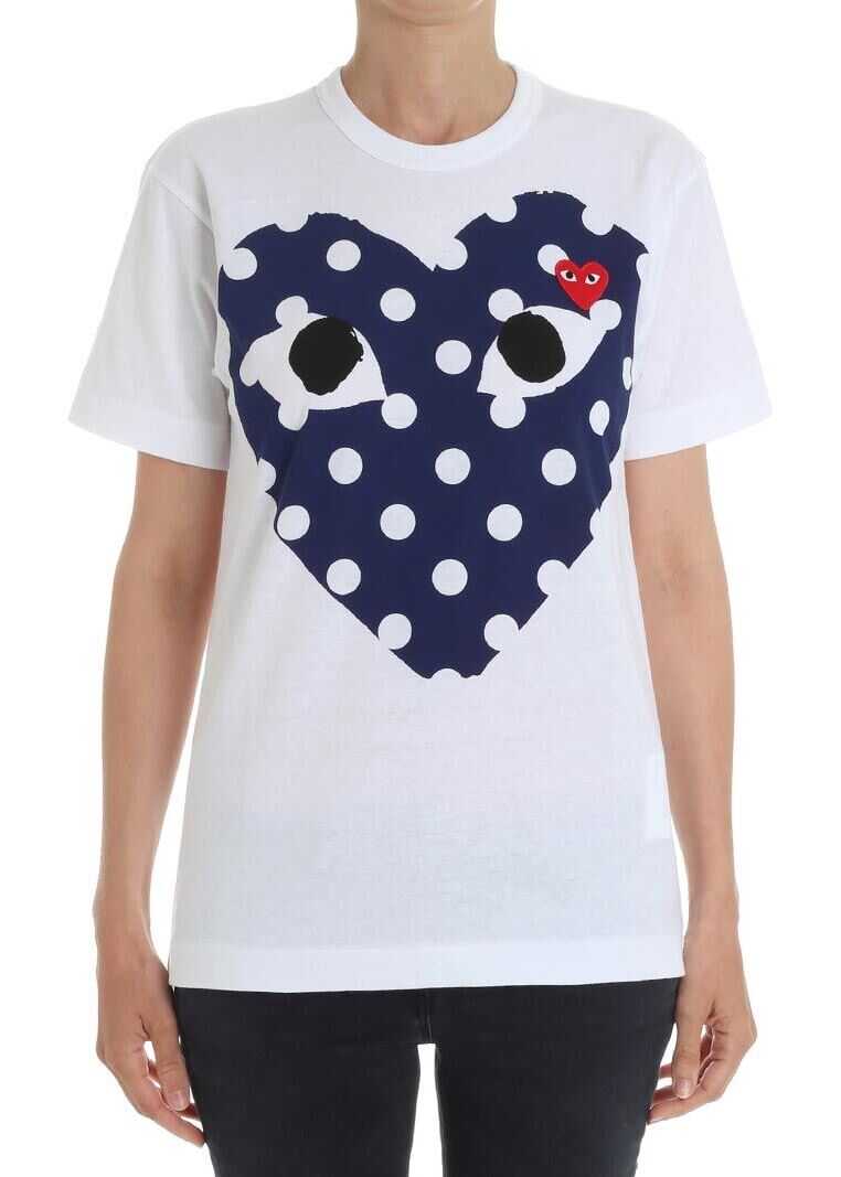 Comme des Garçons White Polka Dot Heart T-Shirt White
