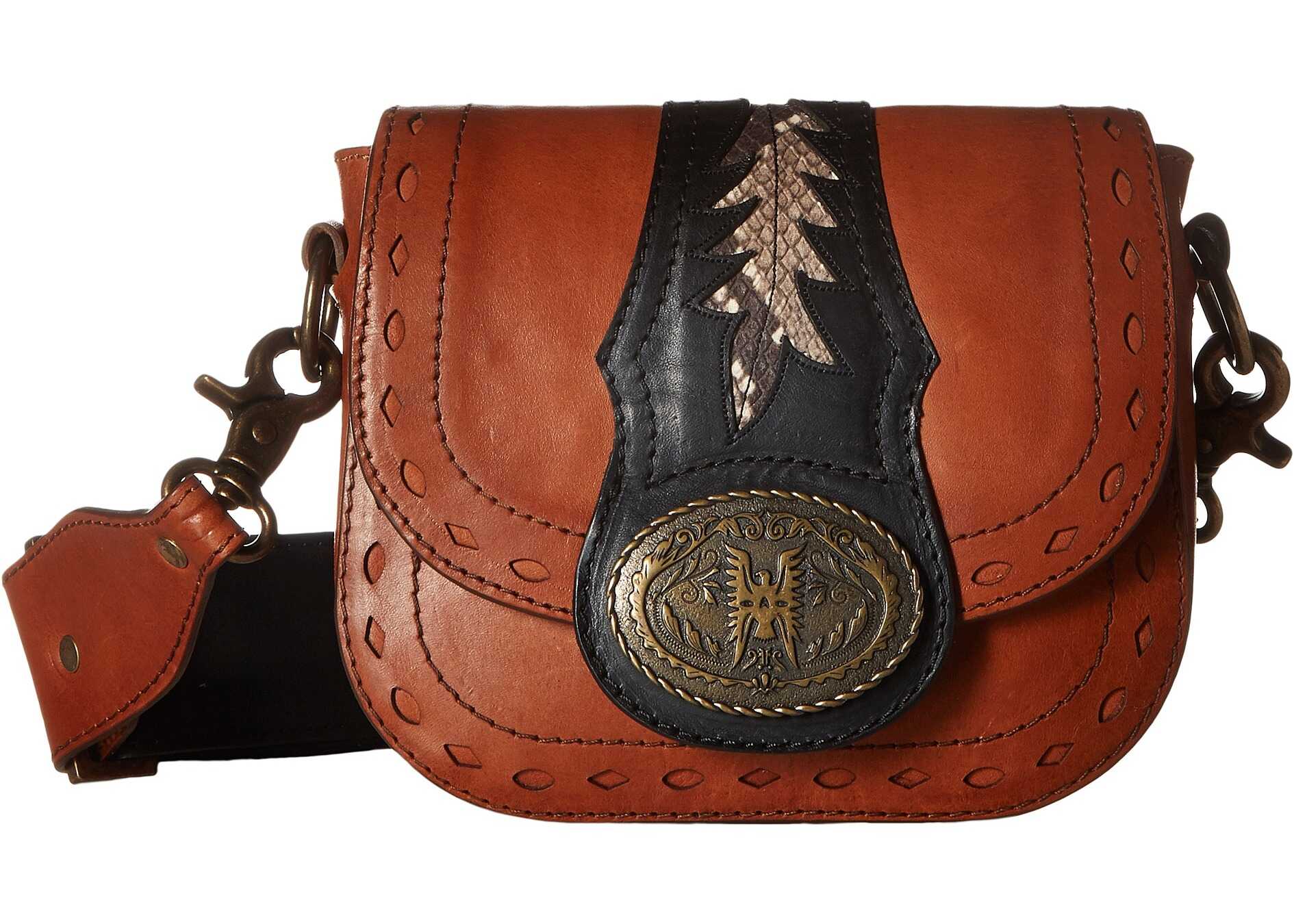 Geanta femei Frye Buckle Mini Saddle Cognac Multi Embossed Smooth Full Grain