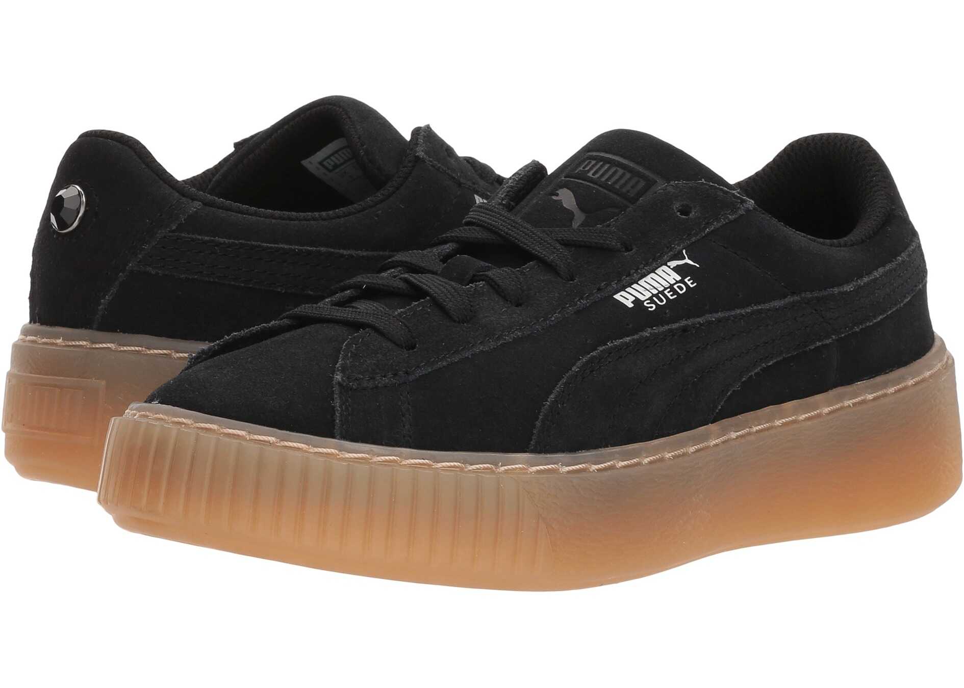 Tenis Puma Kids Suede Platform Jewel (Little Kid) Puma Black/Puma Black