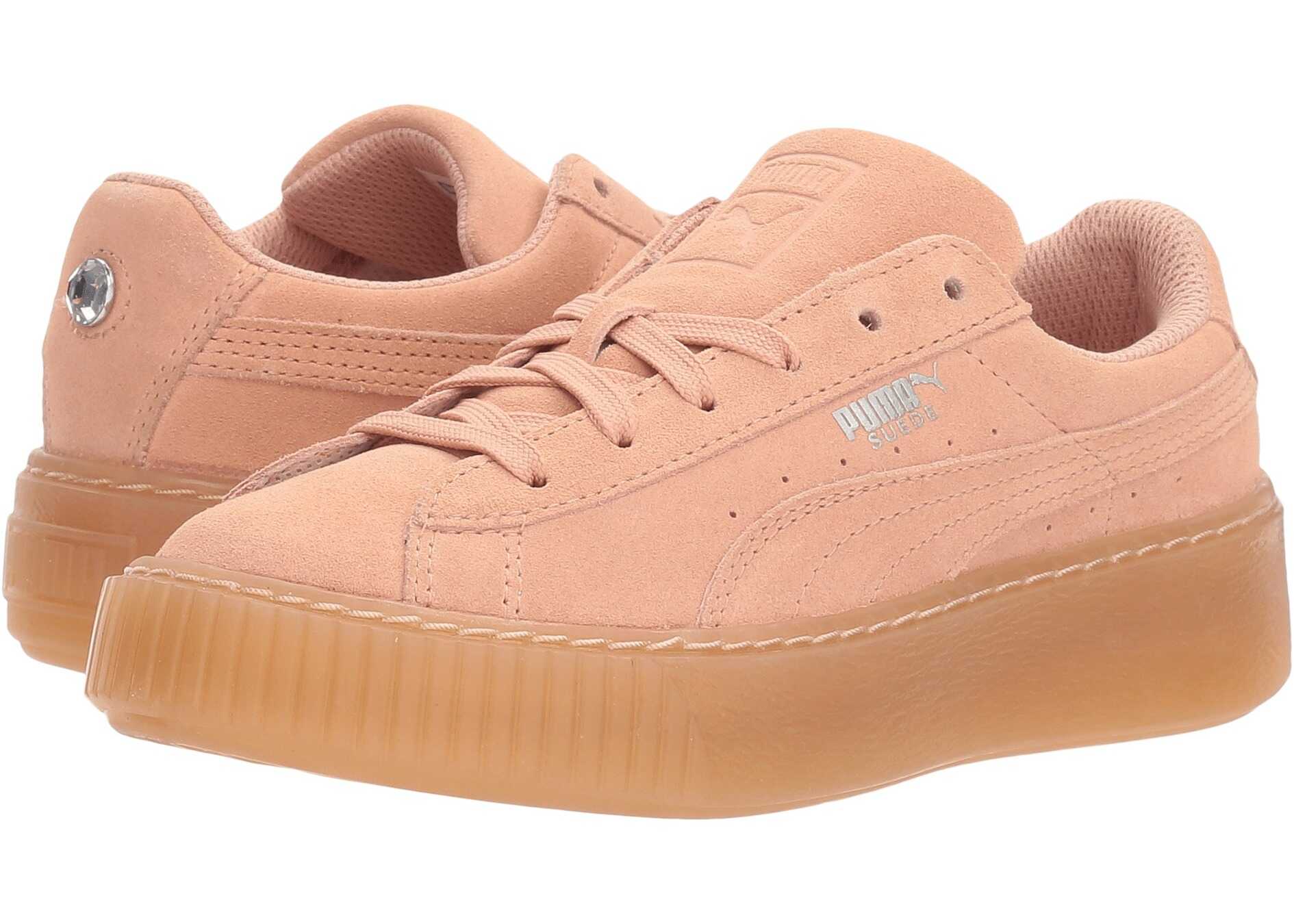 Tenis Puma Kids Suede Platform Jewel (Little Kid) Peach Beige/Peach Beige