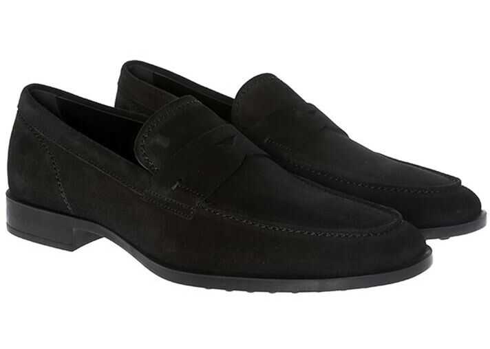 TOD'S Black Suede Loafers Black