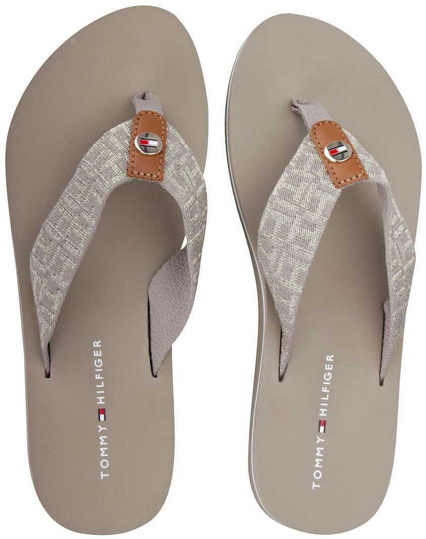 Slap Tommy Hilfiger Metallic Low Beach Sandal Flip Flops In Beige* Beige